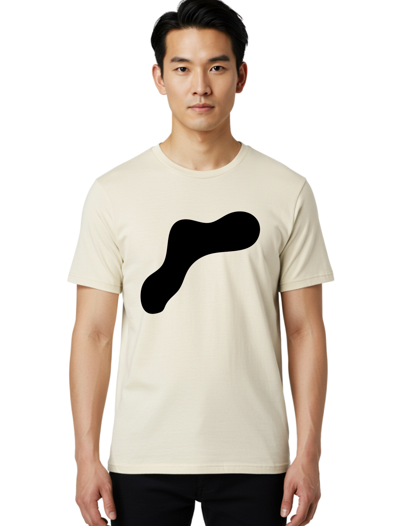 Black-Blob-1 Men'S Graphic Tee, 100% Cotton, Comfortable Casual Summer Wear, Machine Washable, Black Blob, Abstract Shape, Modern Design, Minimalist Art, Fluid Form, Contemporary Graphic -  Aaa364