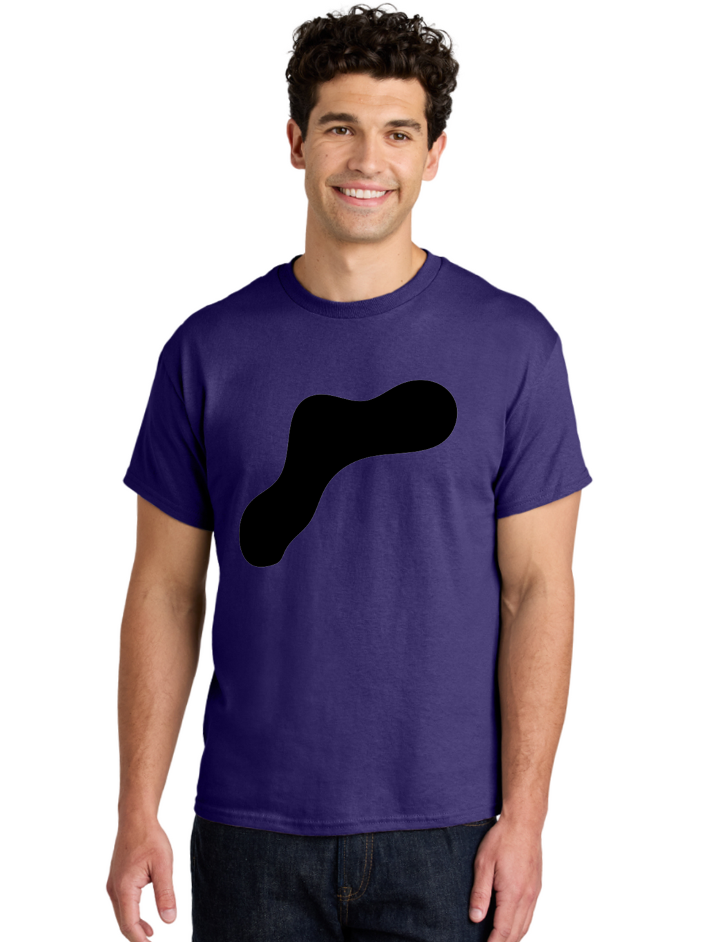 Black-Blob-1 Men'S Graphic Tee, 100% Cotton, Comfortable Casual Summer Wear, Machine Washable, Black Blob, Abstract Shape, Modern Design, Minimalist Art, Fluid Form, Contemporary Graphic -  Aaa364