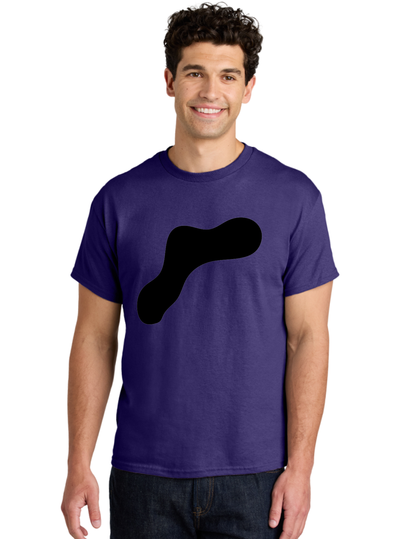 Black-Blob-1 Men'S Graphic Tee, 100% Cotton, Comfortable Casual Summer Wear, Machine Washable, Black Blob, Abstract Shape, Modern Design, Minimalist Art, Fluid Form, Contemporary Graphic -  Aaa364