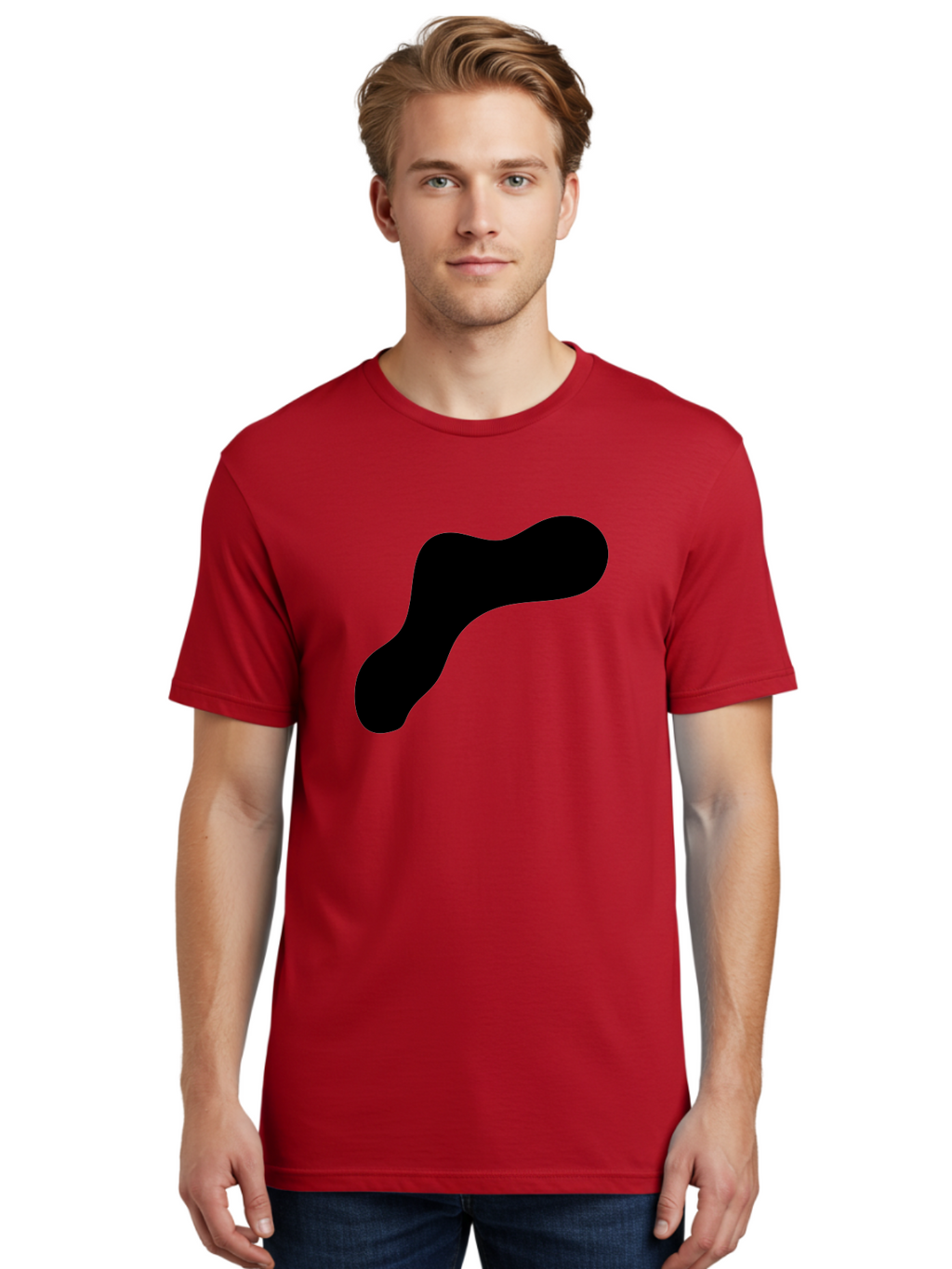 Black-Blob-1 Men'S Graphic Tee, 100% Cotton, Comfortable Casual Summer Wear, Machine Washable, Black Blob, Abstract Shape, Modern Design, Minimalist Art, Fluid Form, Contemporary Graphic -  Aaa364