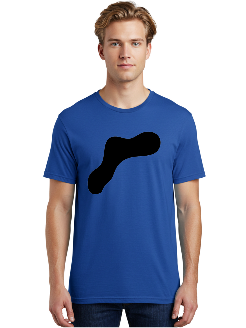 Black-Blob-1 Men'S Graphic Tee, 100% Cotton, Comfortable Casual Summer Wear, Machine Washable, Black Blob, Abstract Shape, Modern Design, Minimalist Art, Fluid Form, Contemporary Graphic -  Aaa364