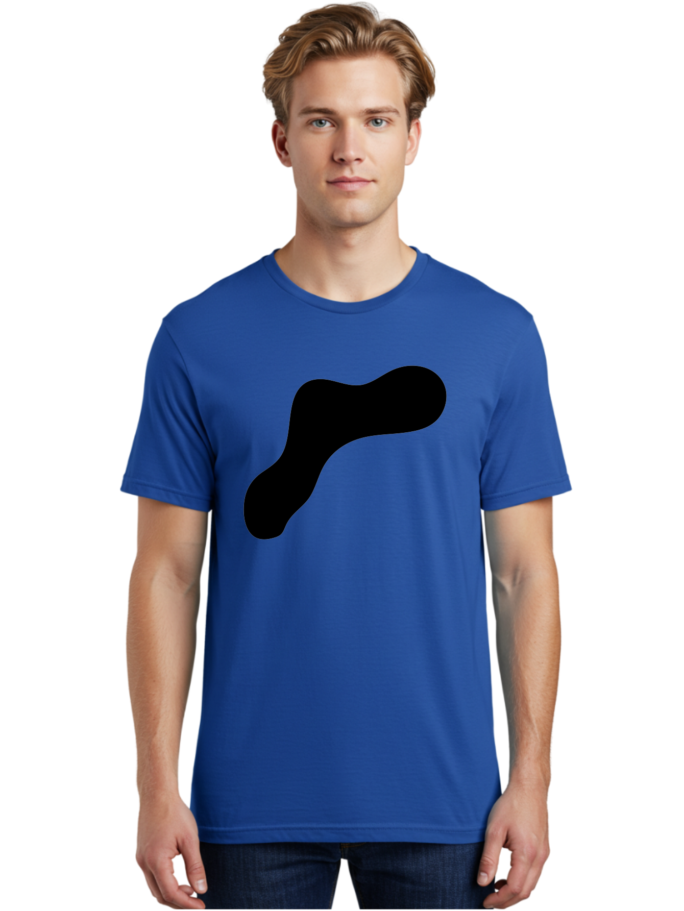 Black-Blob-1 Men'S Graphic Tee, 100% Cotton, Comfortable Casual Summer Wear, Machine Washable, Black Blob, Abstract Shape, Modern Design, Minimalist Art, Fluid Form, Contemporary Graphic -  Aaa364