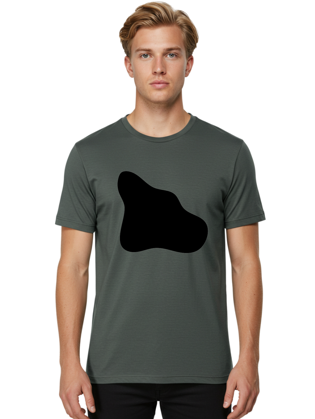 Black-Blob-2 Men'S Graphic Tee, 100% Cotton, Comfortable Casual Summer Wear, Machine Washable, Abstract Shape, Black Silhouette, Irregular Form, Modern Design, Graphic Element, Minimalist Art, Contemporary Style -  Aaa365