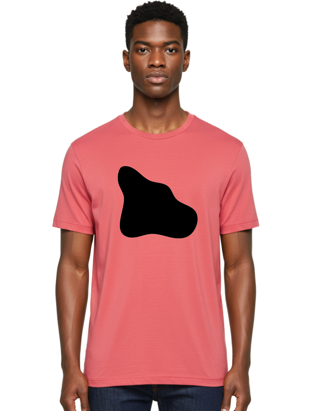 Black-Blob-2 Men'S Graphic Tee, 100% Cotton, Comfortable Casual Summer Wear, Machine Washable, Abstract Shape, Black Silhouette, Irregular Form, Modern Design, Graphic Element, Minimalist Art, Contemporary Style -  Aaa365