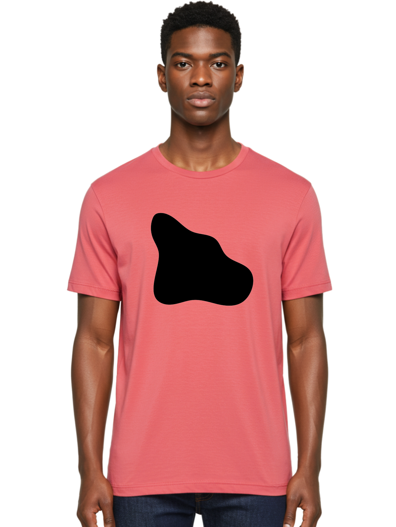 Black-Blob-2 Men'S Graphic Tee, 100% Cotton, Comfortable Casual Summer Wear, Machine Washable, Abstract Shape, Black Silhouette, Irregular Form, Modern Design, Graphic Element, Minimalist Art, Contemporary Style -  Aaa365