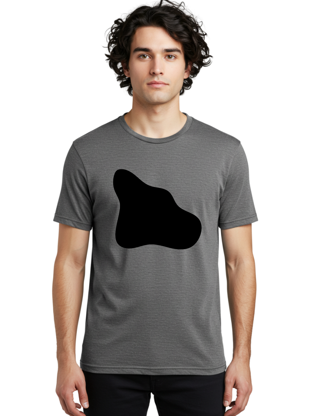 Black-Blob-2 Men'S Graphic Tee, 100% Cotton, Comfortable Casual Summer Wear, Machine Washable, Abstract Shape, Black Silhouette, Irregular Form, Modern Design, Graphic Element, Minimalist Art, Contemporary Style -  Aaa365