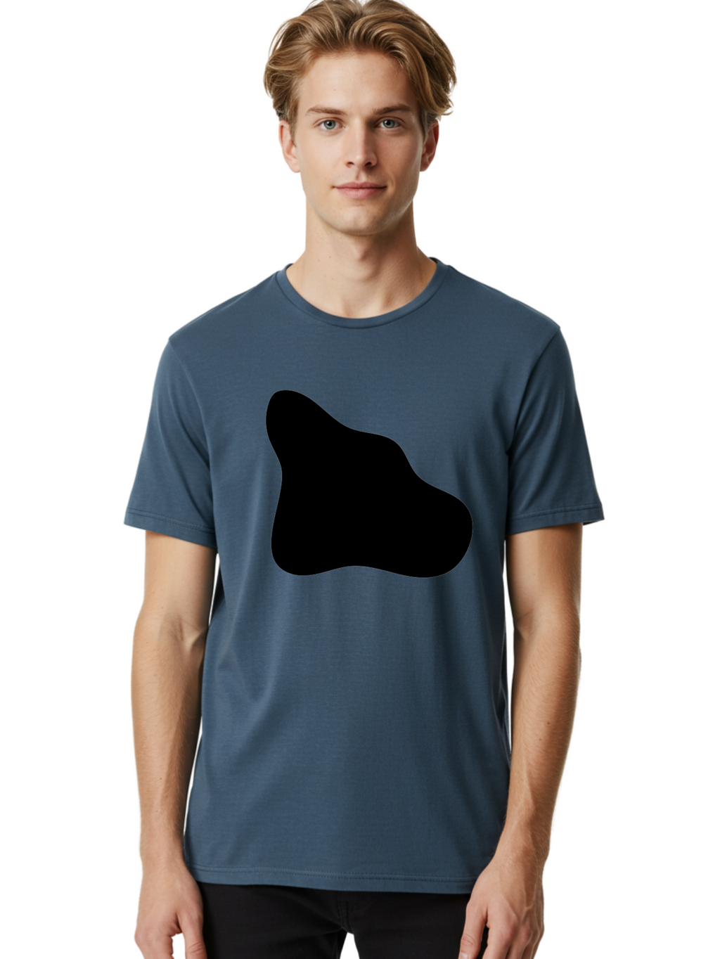 Black-Blob-2 Men'S Graphic Tee, 100% Cotton, Comfortable Casual Summer Wear, Machine Washable, Abstract Shape, Black Silhouette, Irregular Form, Modern Design, Graphic Element, Minimalist Art, Contemporary Style -  Aaa365