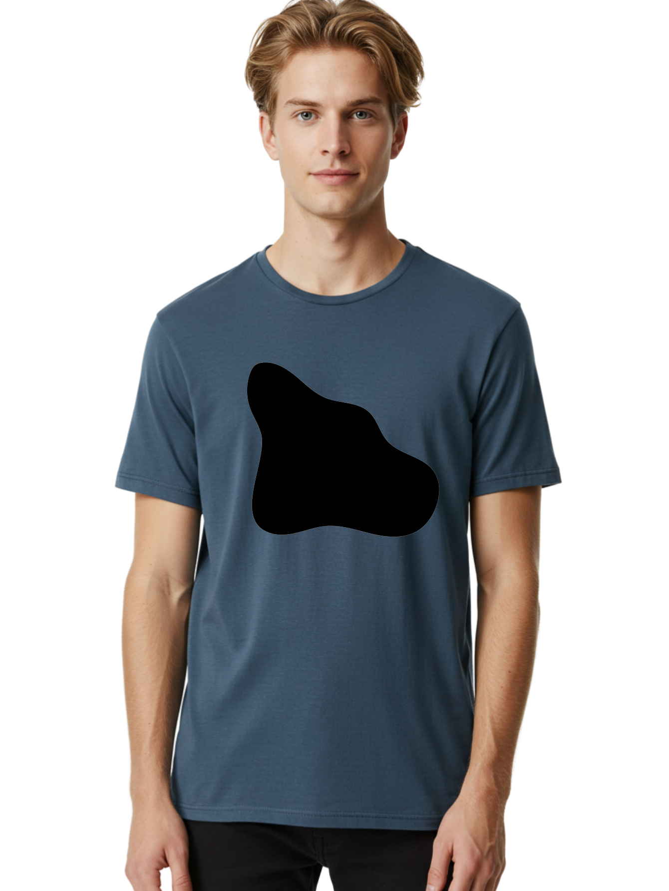 Black-Blob-2 Men'S Graphic Tee, 100% Cotton, Comfortable Casual Summer Wear, Machine Washable, Abstract Shape, Black Silhouette, Irregular Form, Modern Design, Graphic Element, Minimalist Art, Contemporary Style -  Aaa365
