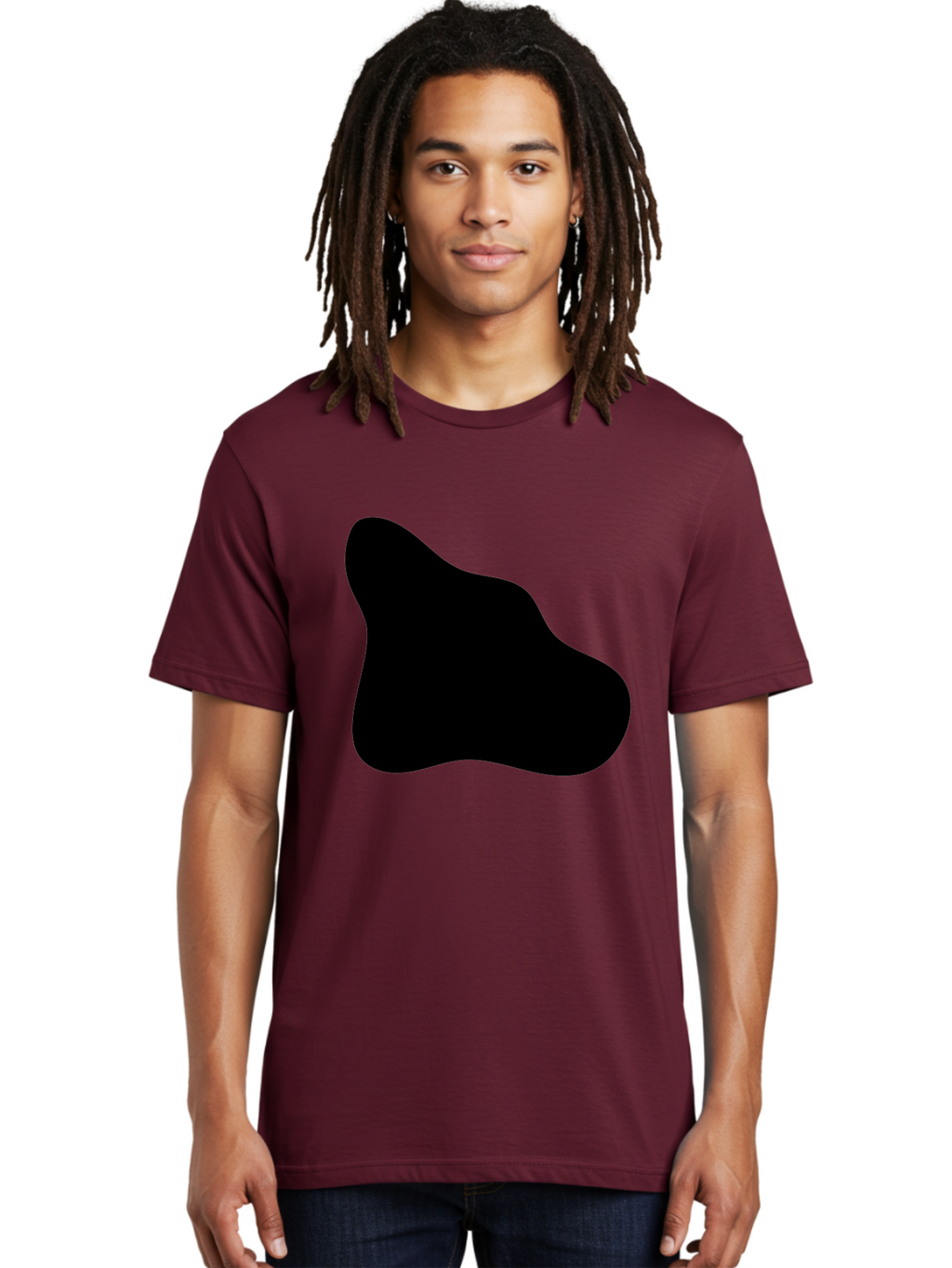 Black-Blob-2 Men'S Graphic Tee, 100% Cotton, Comfortable Casual Summer Wear, Machine Washable, Abstract Shape, Black Silhouette, Irregular Form, Modern Design, Graphic Element, Minimalist Art, Contemporary Style -  Aaa365