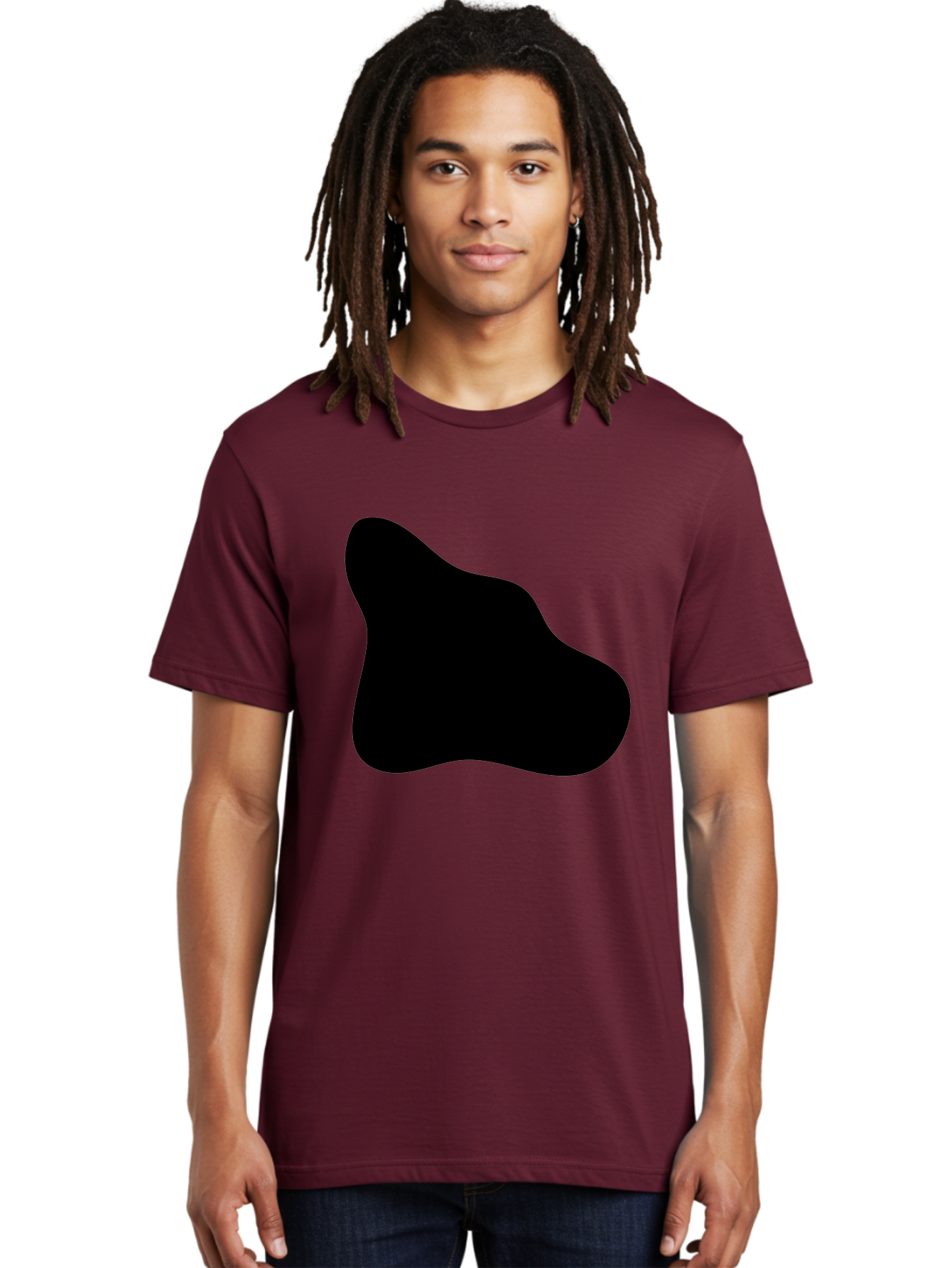 Black-Blob-2 Men'S Graphic Tee, 100% Cotton, Comfortable Casual Summer Wear, Machine Washable, Abstract Shape, Black Silhouette, Irregular Form, Modern Design, Graphic Element, Minimalist Art, Contemporary Style -  Aaa365