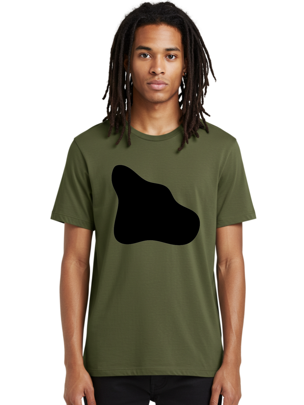 Black-Blob-2 Men'S Graphic Tee, 100% Cotton, Comfortable Casual Summer Wear, Machine Washable, Abstract Shape, Black Silhouette, Irregular Form, Modern Design, Graphic Element, Minimalist Art, Contemporary Style -  Aaa365