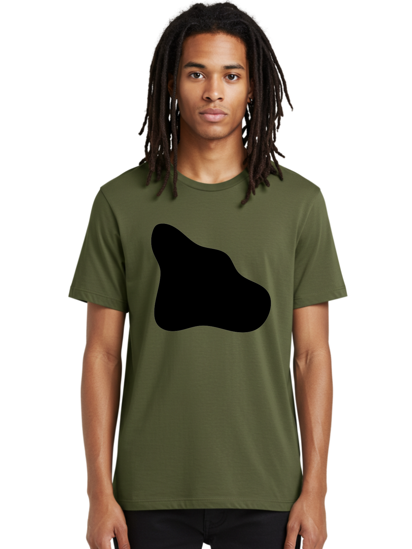 Black-Blob-2 Men'S Graphic Tee, 100% Cotton, Comfortable Casual Summer Wear, Machine Washable, Abstract Shape, Black Silhouette, Irregular Form, Modern Design, Graphic Element, Minimalist Art, Contemporary Style -  Aaa365