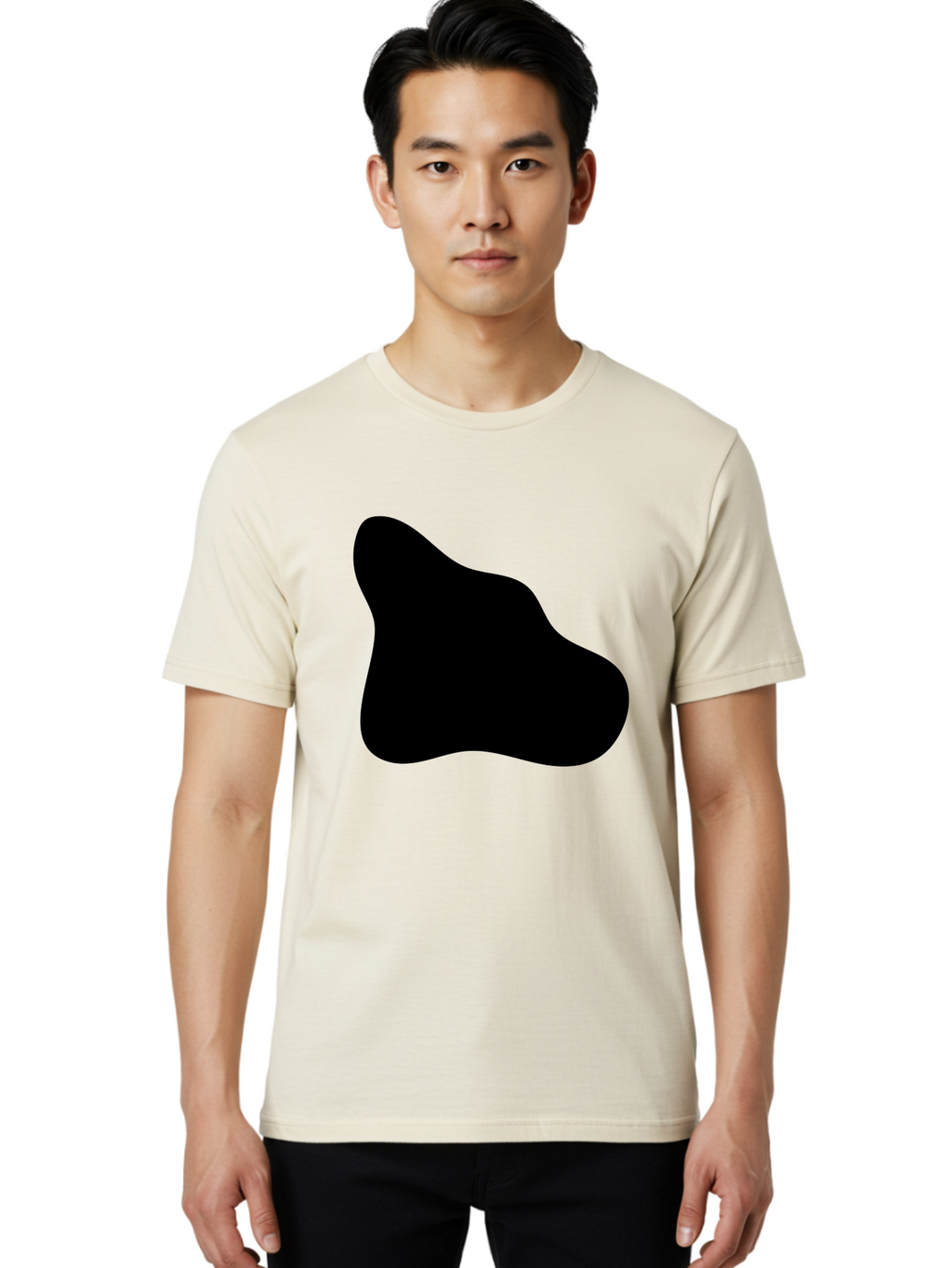 Black-Blob-2 Men'S Graphic Tee, 100% Cotton, Comfortable Casual Summer Wear, Machine Washable, Abstract Shape, Black Silhouette, Irregular Form, Modern Design, Graphic Element, Minimalist Art, Contemporary Style -  Aaa365