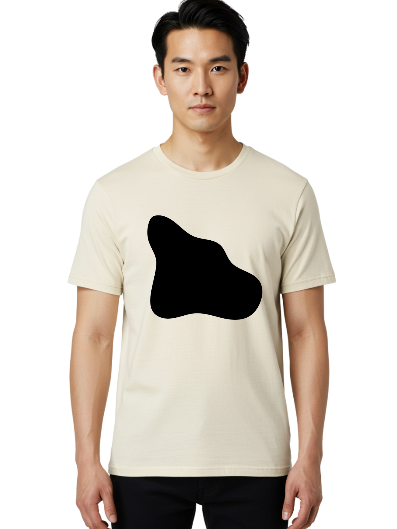 Black-Blob-2 Men'S Graphic Tee, 100% Cotton, Comfortable Casual Summer Wear, Machine Washable, Abstract Shape, Black Silhouette, Irregular Form, Modern Design, Graphic Element, Minimalist Art, Contemporary Style -  Aaa365