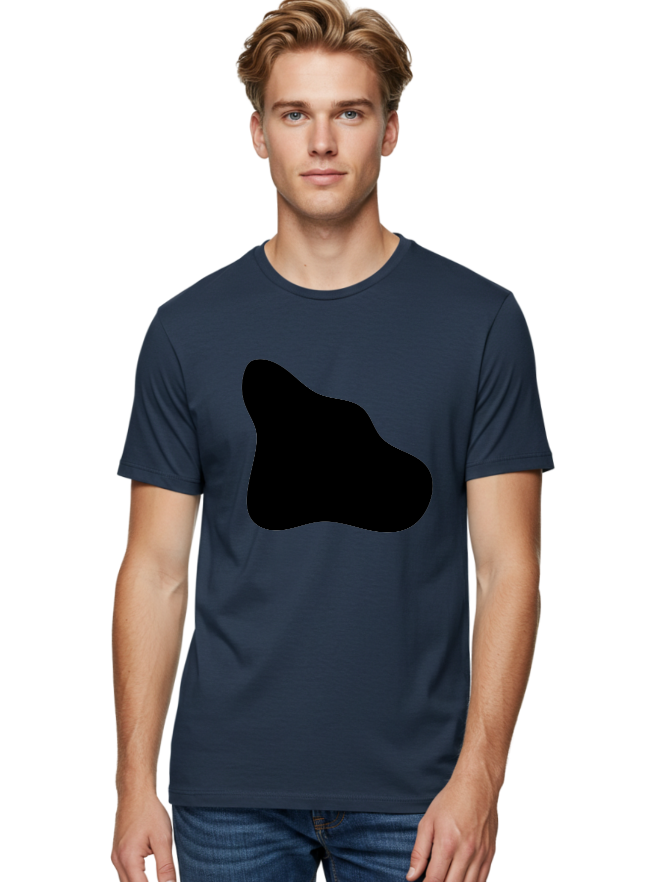 Black-Blob-2 Men'S Graphic Tee, 100% Cotton, Comfortable Casual Summer Wear, Machine Washable, Abstract Shape, Black Silhouette, Irregular Form, Modern Design, Graphic Element, Minimalist Art, Contemporary Style -  Aaa365