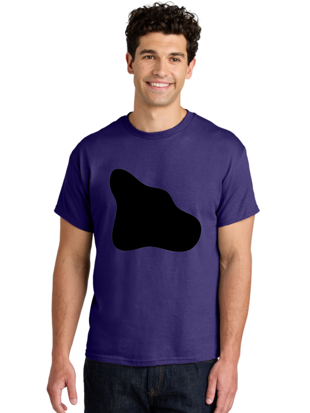 Black-Blob-2 Men'S Graphic Tee, 100% Cotton, Comfortable Casual Summer Wear, Machine Washable, Abstract Shape, Black Silhouette, Irregular Form, Modern Design, Graphic Element, Minimalist Art, Contemporary Style -  Aaa365