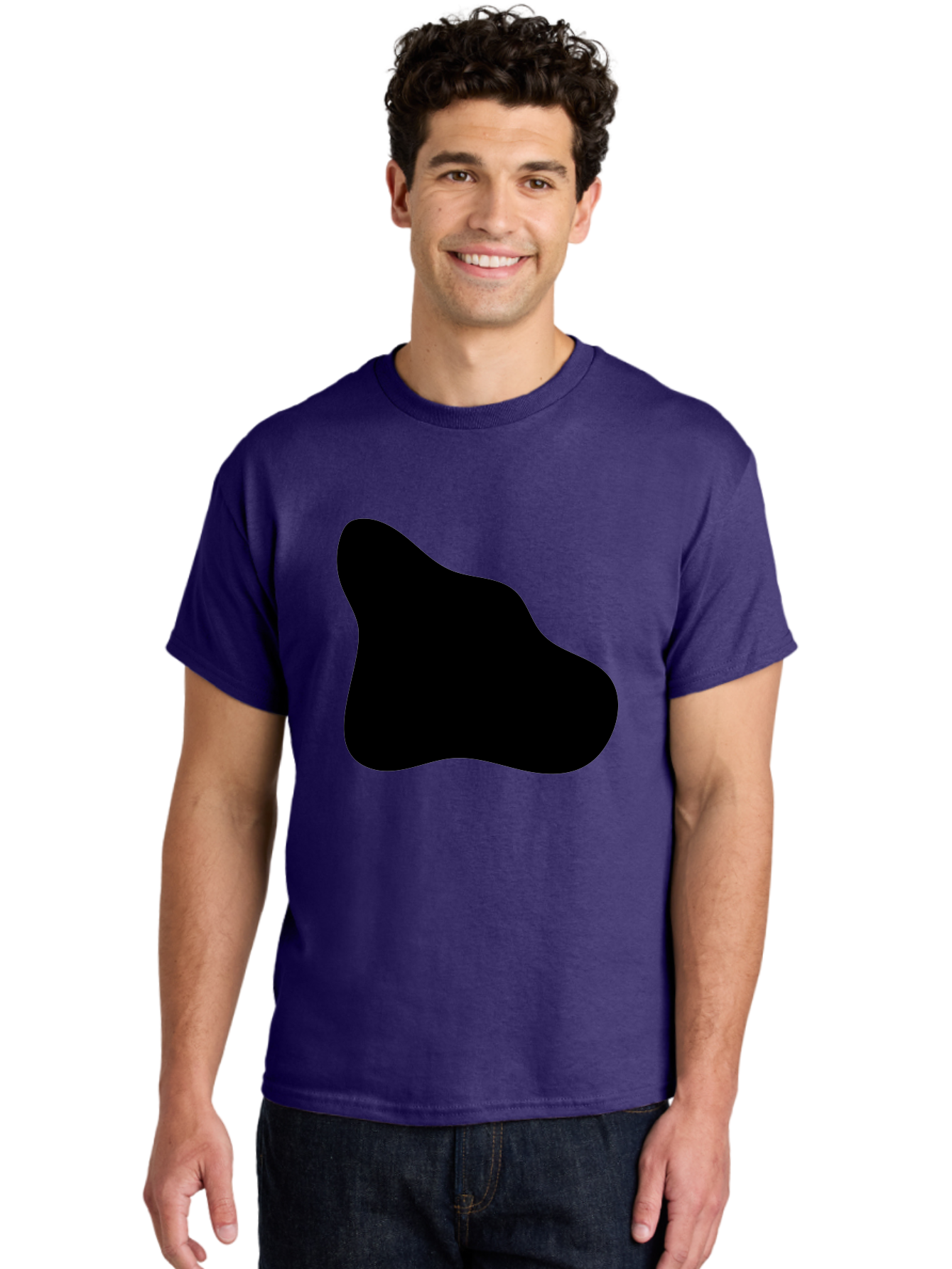 Black-Blob-2 Men'S Graphic Tee, 100% Cotton, Comfortable Casual Summer Wear, Machine Washable, Abstract Shape, Black Silhouette, Irregular Form, Modern Design, Graphic Element, Minimalist Art, Contemporary Style -  Aaa365