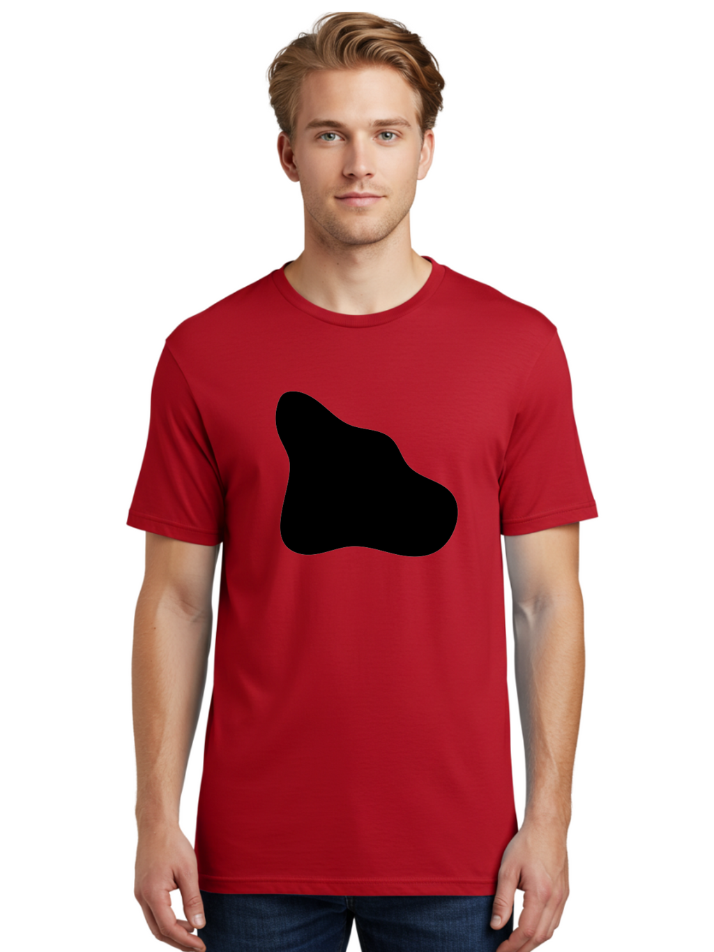Black-Blob-2 Men'S Graphic Tee, 100% Cotton, Comfortable Casual Summer Wear, Machine Washable, Abstract Shape, Black Silhouette, Irregular Form, Modern Design, Graphic Element, Minimalist Art, Contemporary Style -  Aaa365