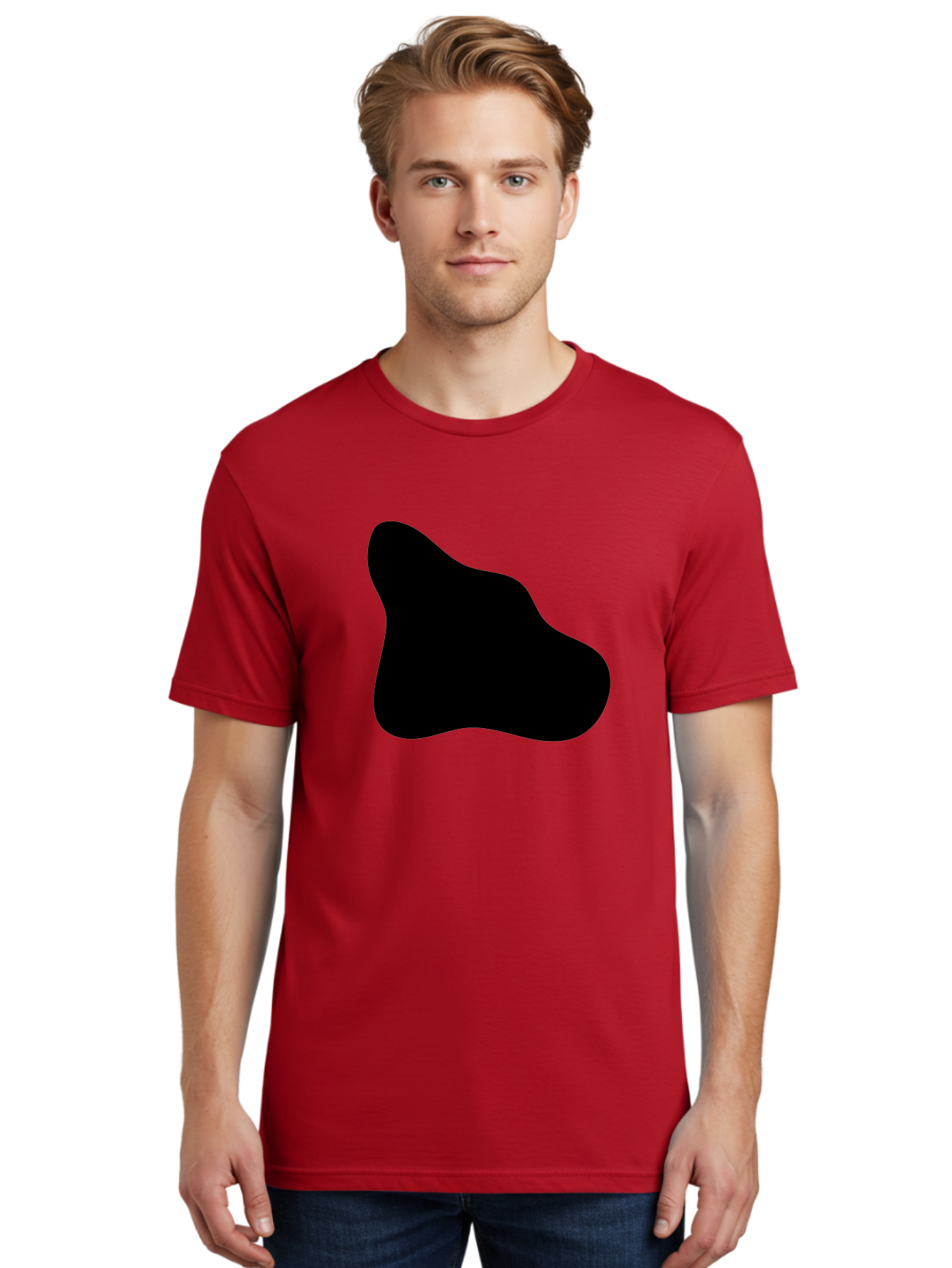Black-Blob-2 Men'S Graphic Tee, 100% Cotton, Comfortable Casual Summer Wear, Machine Washable, Abstract Shape, Black Silhouette, Irregular Form, Modern Design, Graphic Element, Minimalist Art, Contemporary Style -  Aaa365