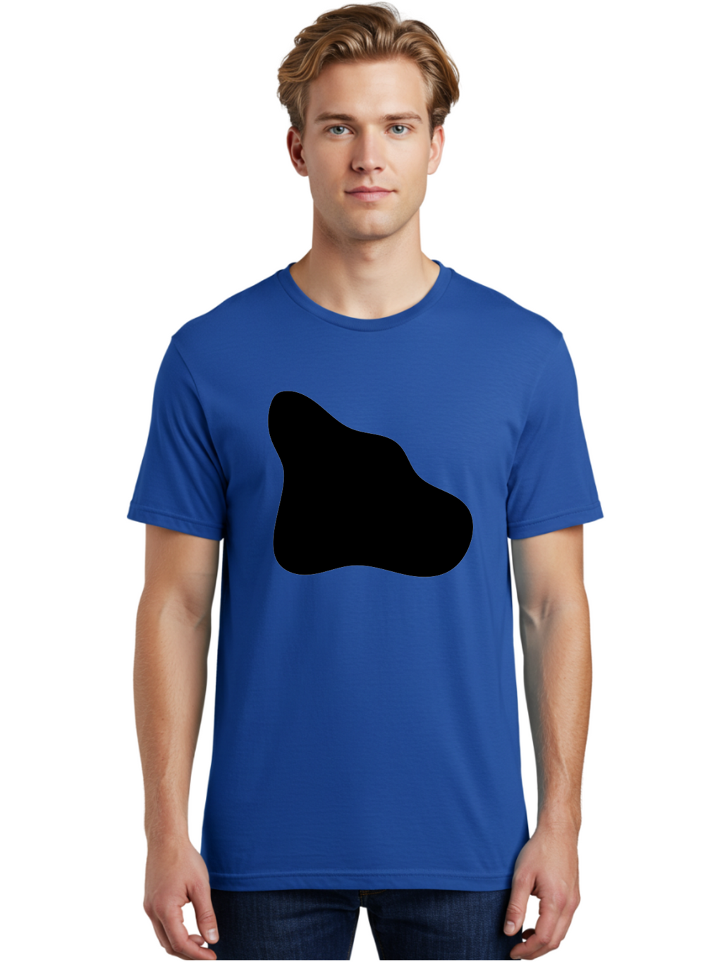 Black-Blob-2 Men'S Graphic Tee, 100% Cotton, Comfortable Casual Summer Wear, Machine Washable, Abstract Shape, Black Silhouette, Irregular Form, Modern Design, Graphic Element, Minimalist Art, Contemporary Style -  Aaa365