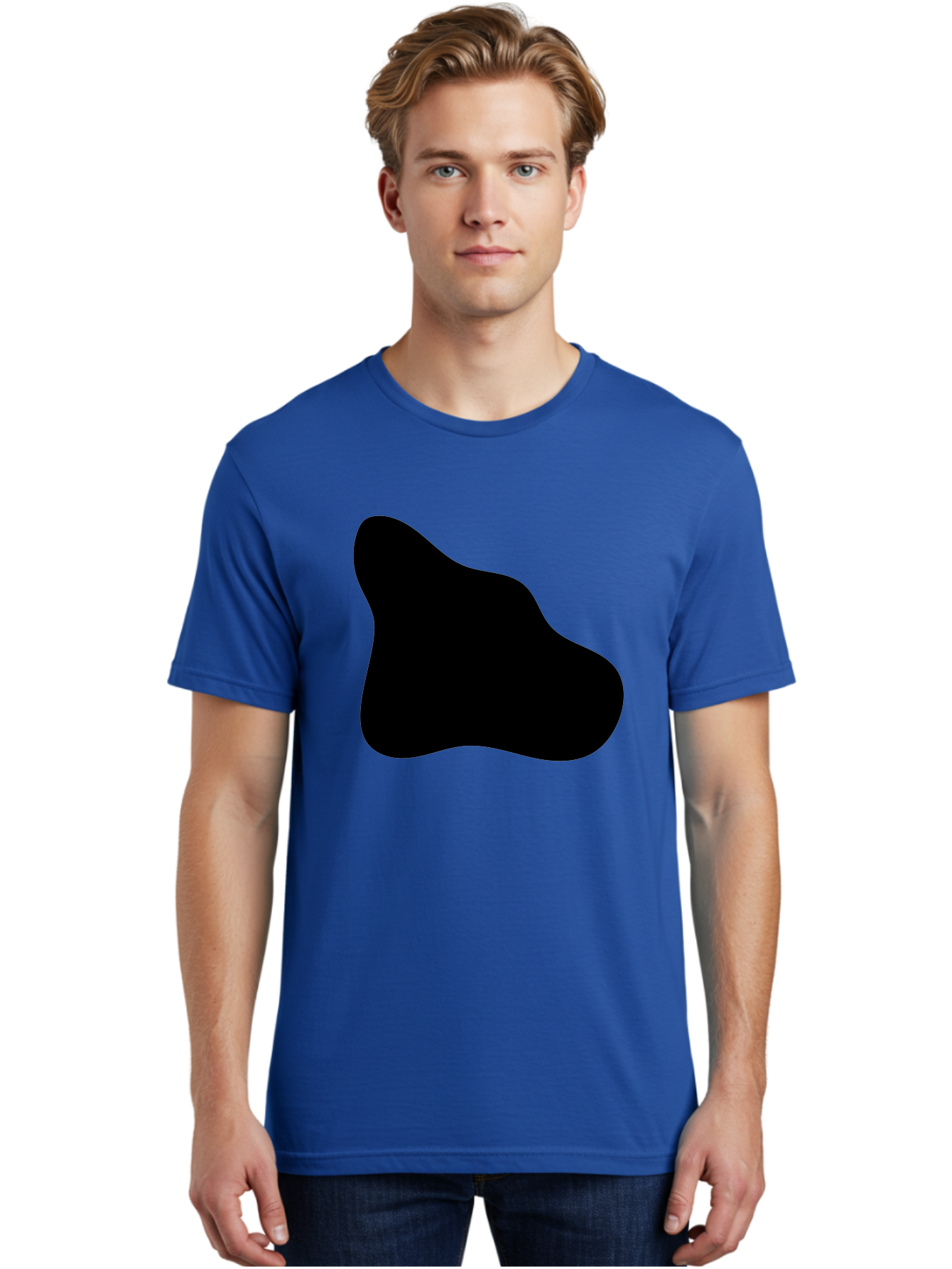 Black-Blob-2 Men'S Graphic Tee, 100% Cotton, Comfortable Casual Summer Wear, Machine Washable, Abstract Shape, Black Silhouette, Irregular Form, Modern Design, Graphic Element, Minimalist Art, Contemporary Style -  Aaa365