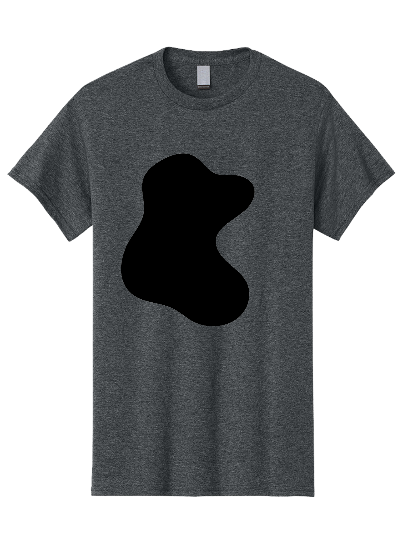 Black-Blob Men'S Graphic Tee, 100% Cotton, Comfortable Casual Summer Wear, Machine Washable, Black Blob Shape, Abstract Design, Irregular Form, Modern Art, Minimalist Style, Simple Shape, Unique Silhouette -  Aaa366