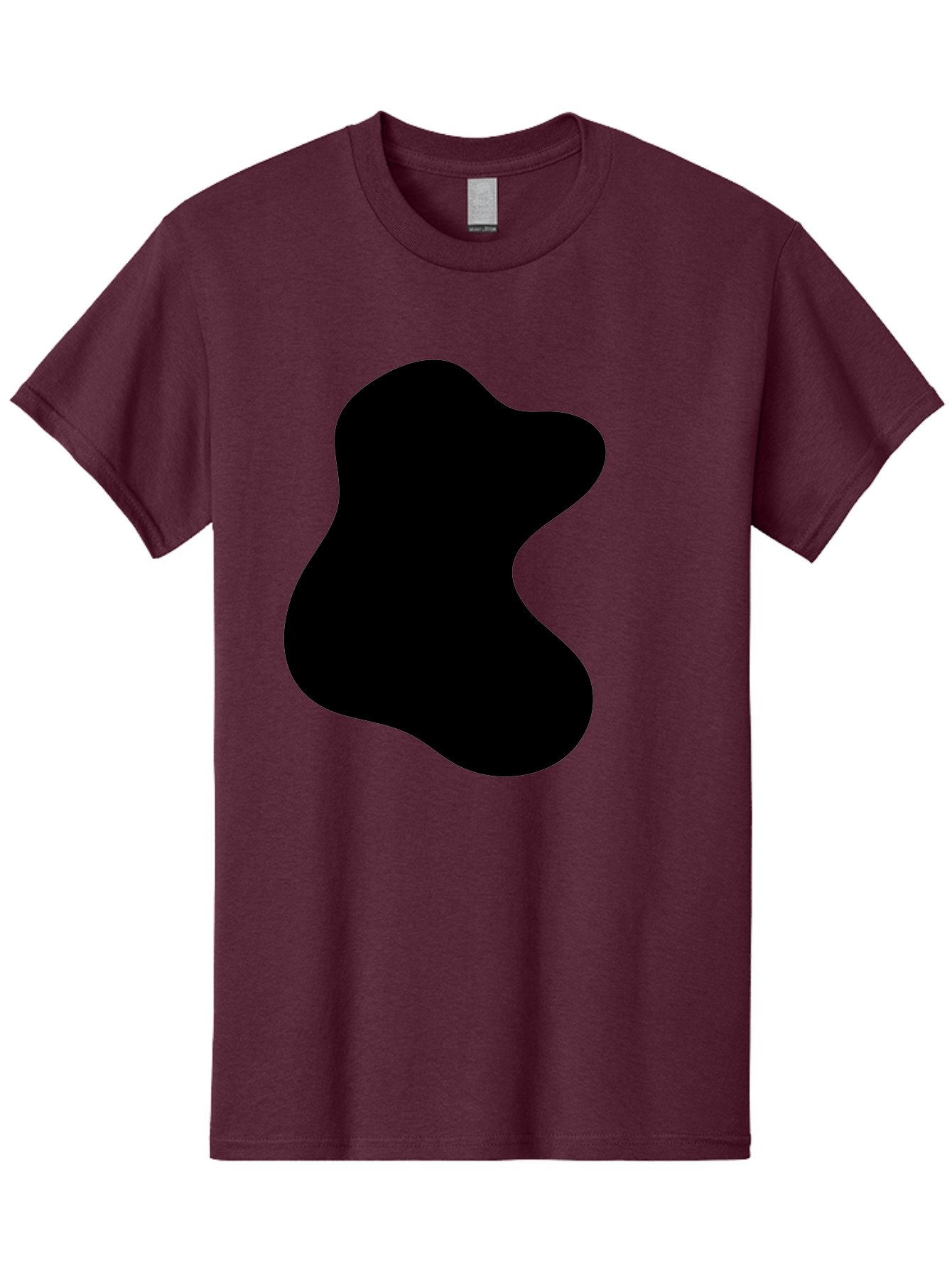 Black-Blob Men'S Graphic Tee, 100% Cotton, Comfortable Casual Summer Wear, Machine Washable, Black Blob Shape, Abstract Design, Irregular Form, Modern Art, Minimalist Style, Simple Shape, Unique Silhouette -  Aaa366