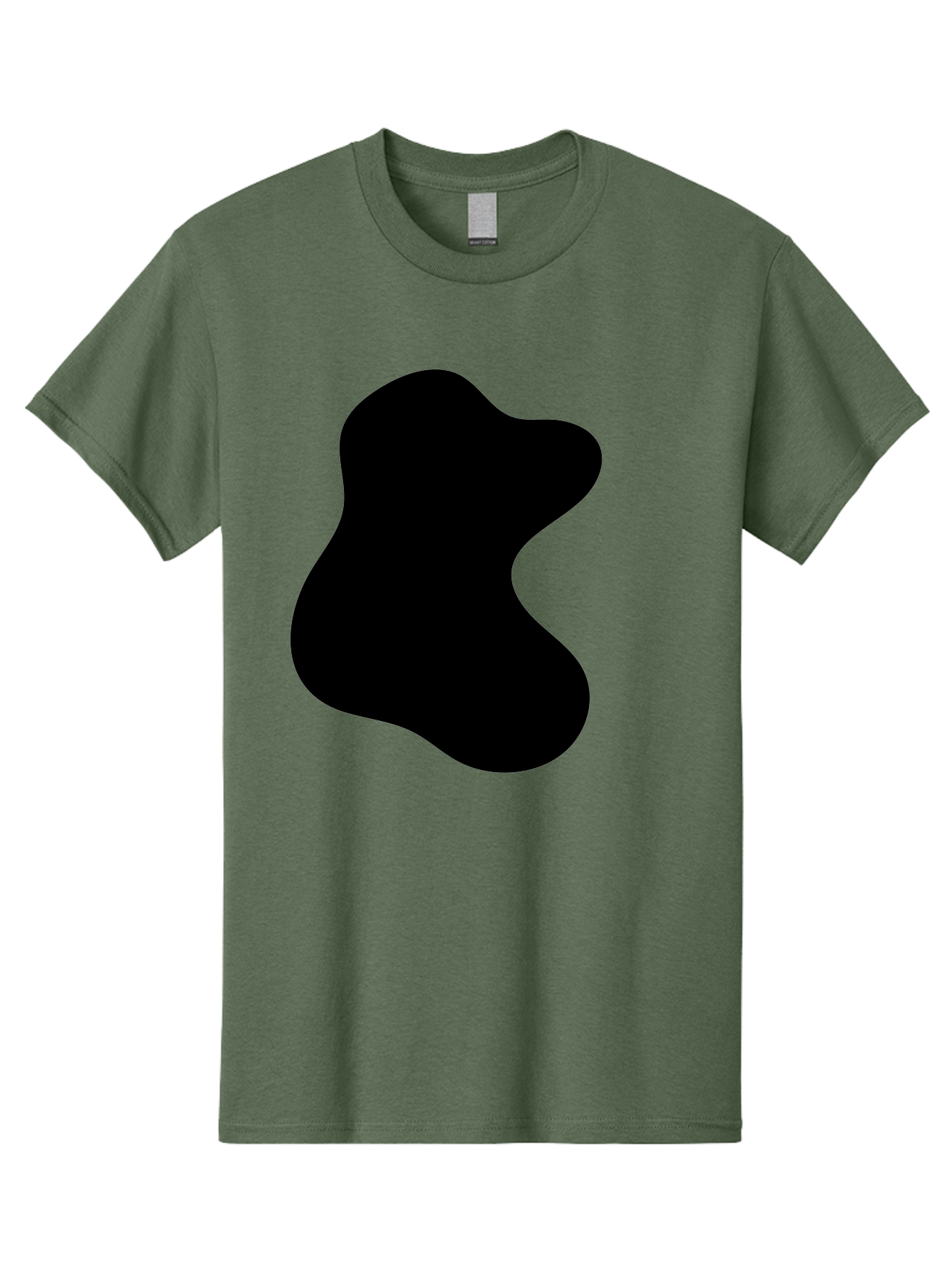 Black-Blob Men'S Graphic Tee, 100% Cotton, Comfortable Casual Summer Wear, Machine Washable, Black Blob Shape, Abstract Design, Irregular Form, Modern Art, Minimalist Style, Simple Shape, Unique Silhouette -  Aaa366