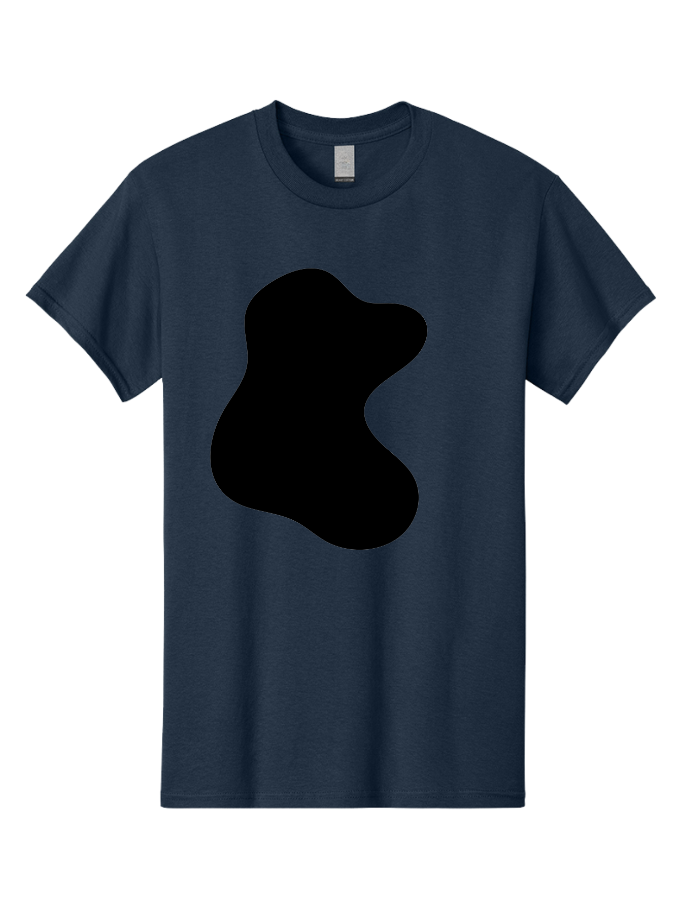 Black-Blob Men'S Graphic Tee, 100% Cotton, Comfortable Casual Summer Wear, Machine Washable, Black Blob Shape, Abstract Design, Irregular Form, Modern Art, Minimalist Style, Simple Shape, Unique Silhouette -  Aaa366