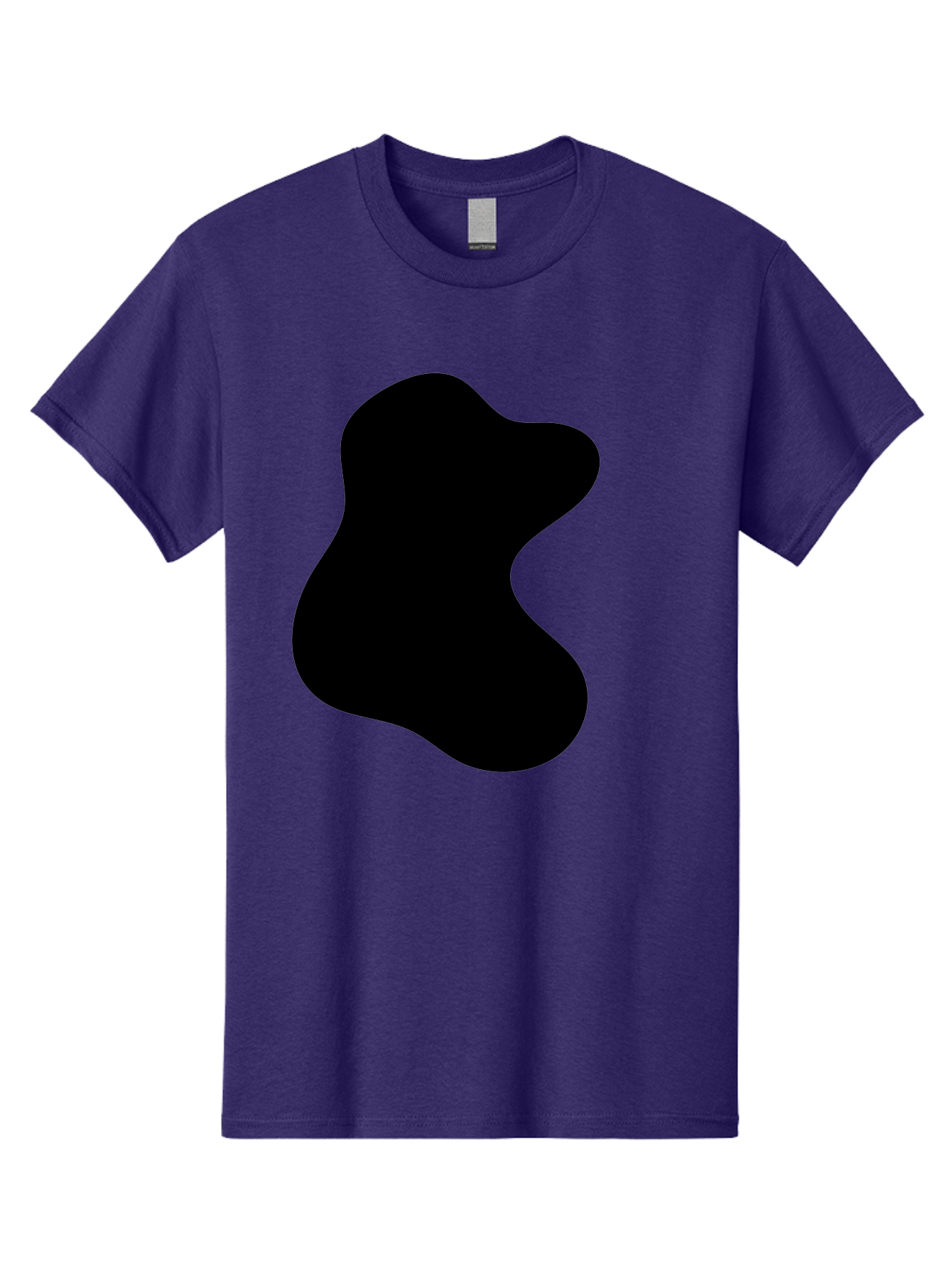 Black-Blob Men'S Graphic Tee, 100% Cotton, Comfortable Casual Summer Wear, Machine Washable, Black Blob Shape, Abstract Design, Irregular Form, Modern Art, Minimalist Style, Simple Shape, Unique Silhouette -  Aaa366