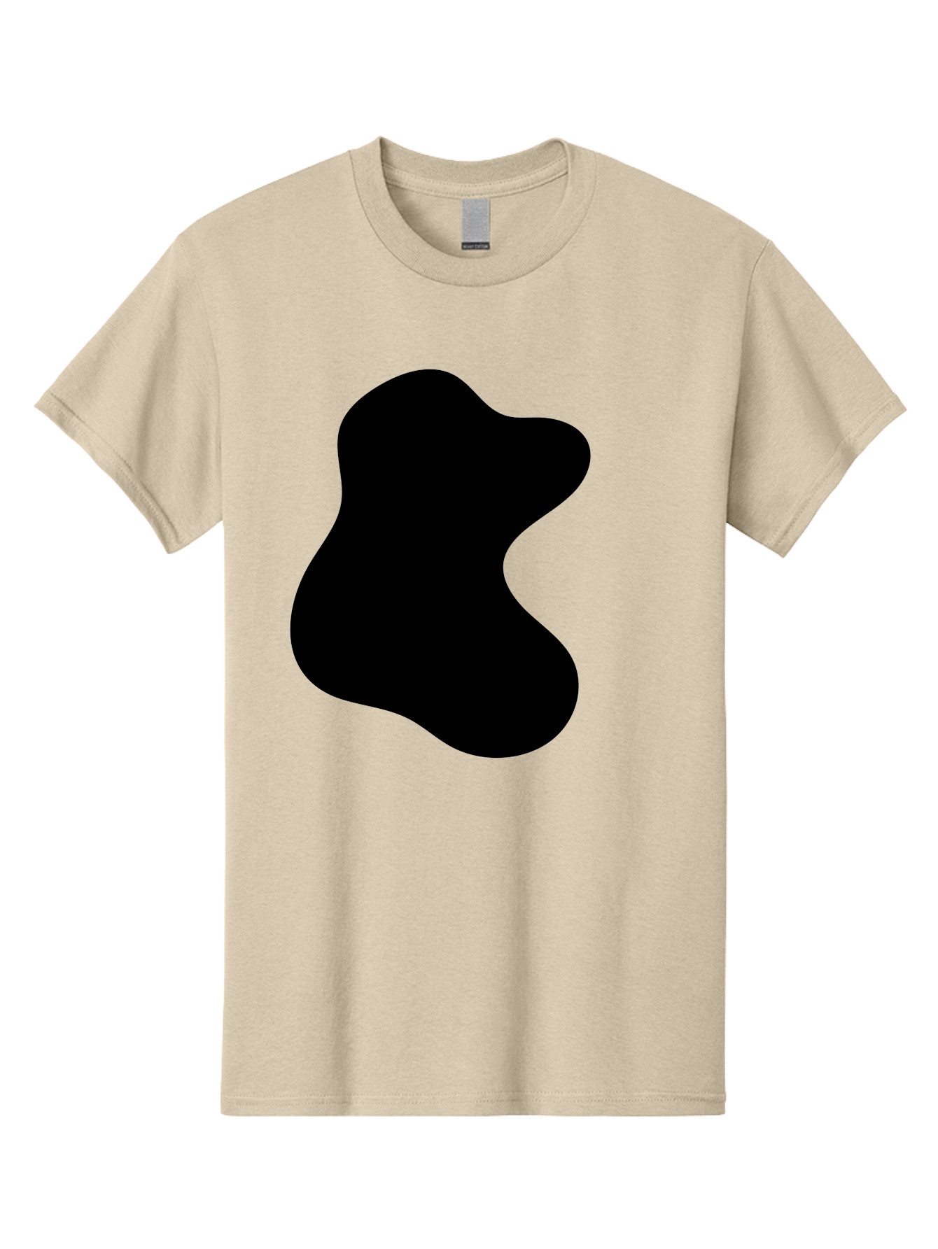 Black-Blob Men'S Graphic Tee, 100% Cotton, Comfortable Casual Summer Wear, Machine Washable, Black Blob Shape, Abstract Design, Irregular Form, Modern Art, Minimalist Style, Simple Shape, Unique Silhouette -  Aaa366