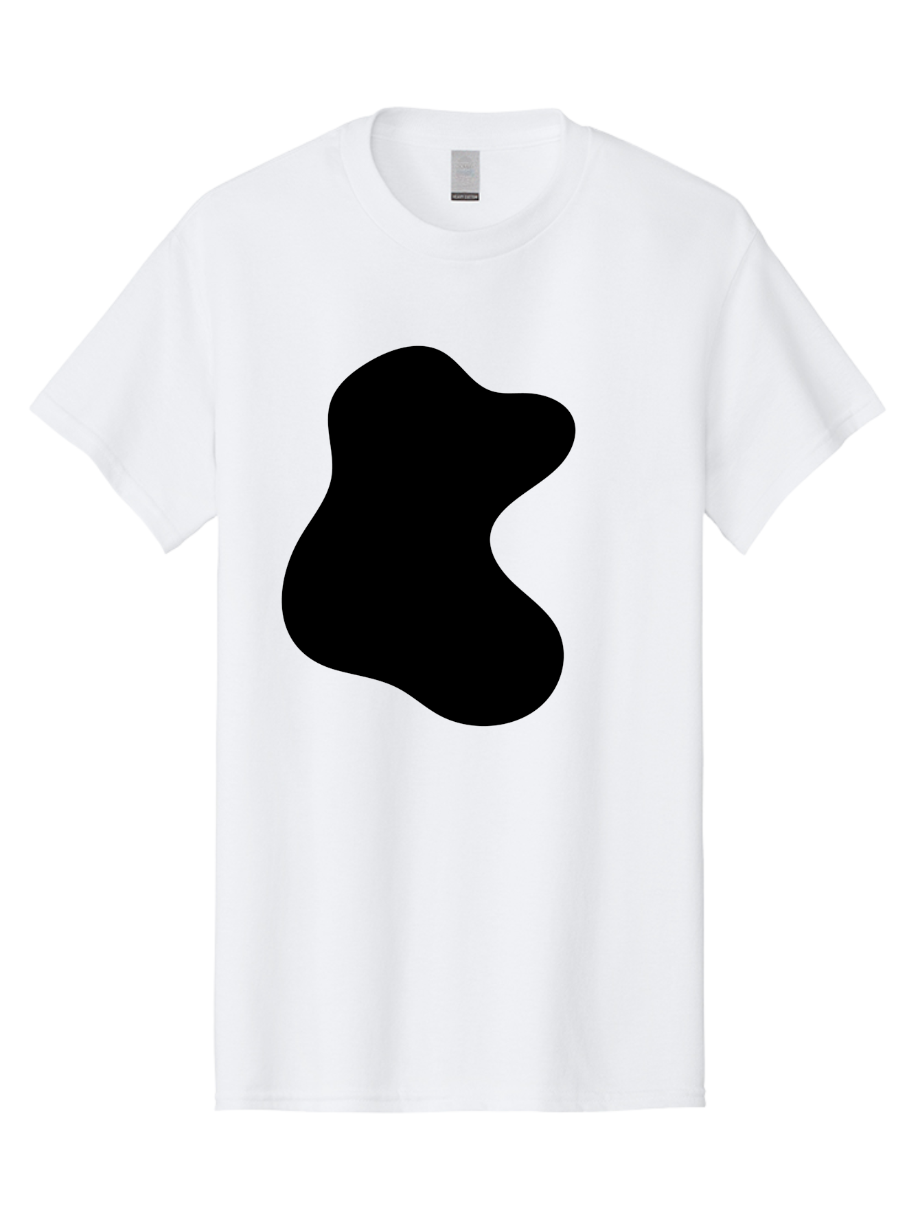 Black-Blob Men'S Graphic Tee, 100% Cotton, Comfortable Casual Summer Wear, Machine Washable, Black Blob Shape, Abstract Design, Irregular Form, Modern Art, Minimalist Style, Simple Shape, Unique Silhouette -  Aaa366