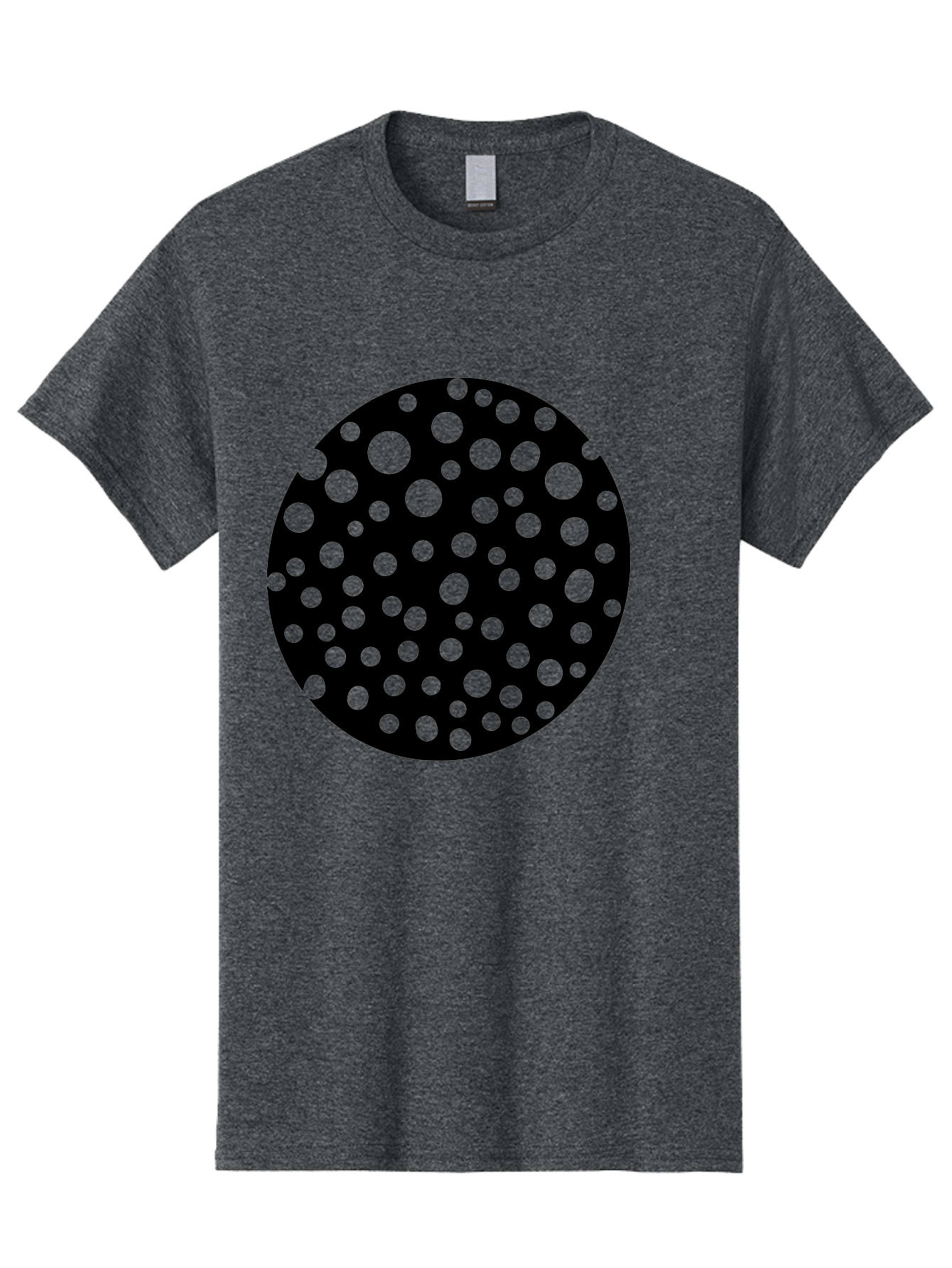 Black-Circle-With-Green-Dots Men'S Graphic Tee, 100% Cotton, Comfortable Casual Summer Wear, Machine Washable, Black Circle, Green Dots, Graphic Design, Abstract Art, Modern Pattern, Geometric Shapes, Simple Design, Bold Colors, -  Aaa368