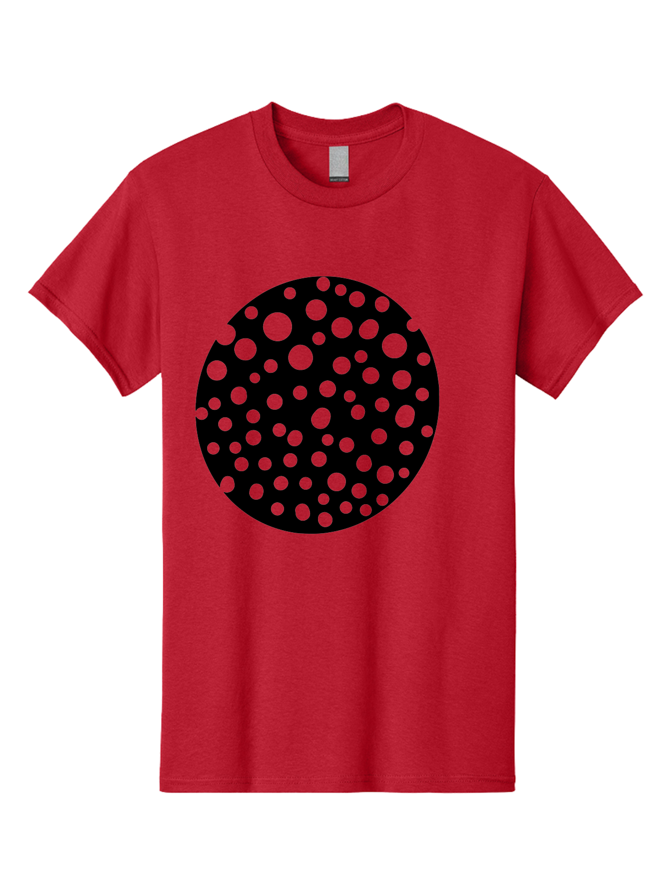 Black-Circle-With-Green-Dots Men'S Graphic Tee, 100% Cotton, Comfortable Casual Summer Wear, Machine Washable, Black Circle, Green Dots, Graphic Design, Abstract Art, Modern Pattern, Geometric Shapes, Simple Design, Bold Colors, -  Aaa368