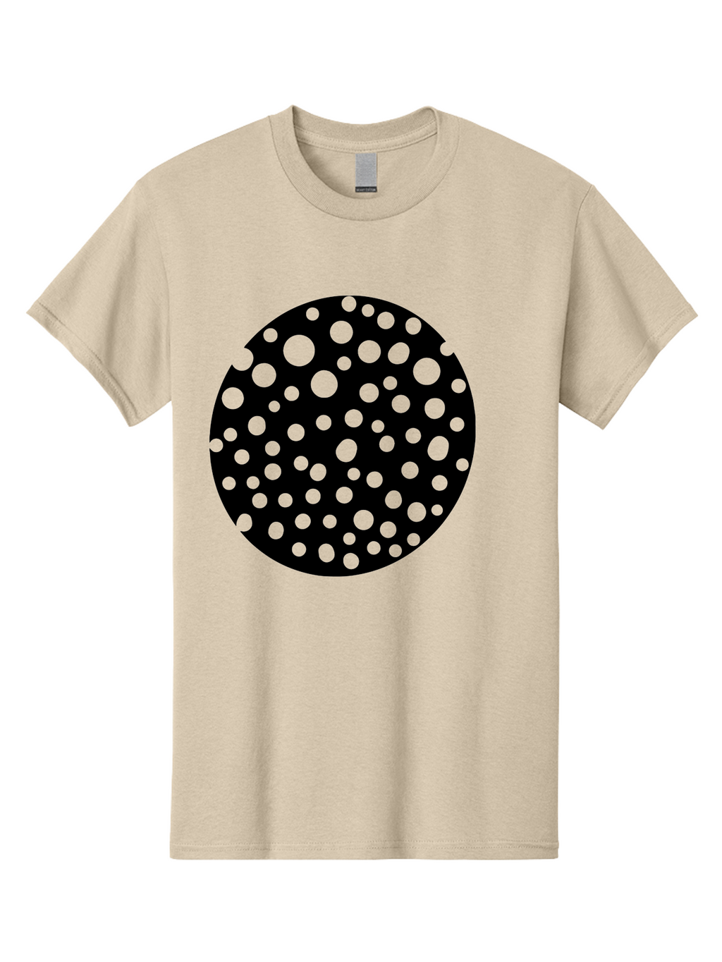 Black-Circle-With-Green-Dots Men'S Graphic Tee, 100% Cotton, Comfortable Casual Summer Wear, Machine Washable, Black Circle, Green Dots, Graphic Design, Abstract Art, Modern Pattern, Geometric Shapes, Simple Design, Bold Colors, -  Aaa368