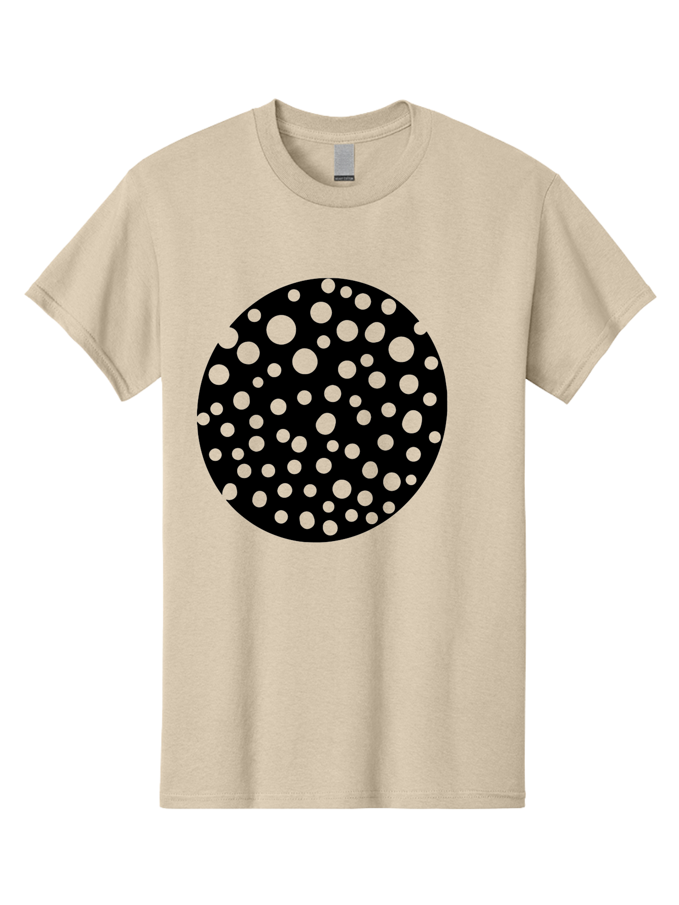 Black-Circle-With-Green-Dots Men'S Graphic Tee, 100% Cotton, Comfortable Casual Summer Wear, Machine Washable, Black Circle, Green Dots, Graphic Design, Abstract Art, Modern Pattern, Geometric Shapes, Simple Design, Bold Colors, -  Aaa368
