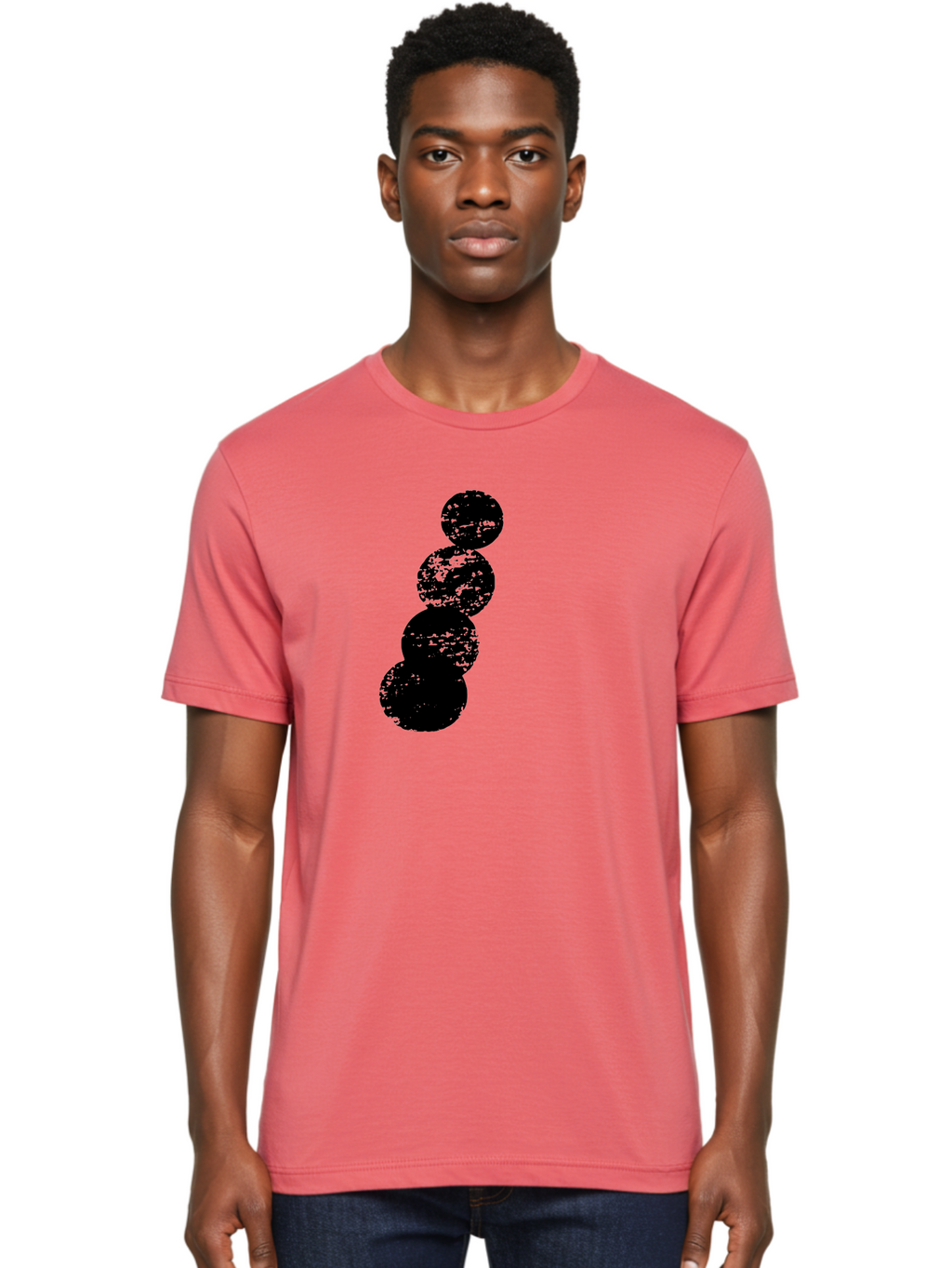 Black-Circles Men'S Graphic Tee, 100% Cotton, Comfortable Casual Summer Wear, Machine Washable, Black Spheres, Distressed Texture, Diagonal Alignment, Abstract Design, Modern Art, Creative Pattern, Minimalist Style, Grunge Effect, -  Aaa370