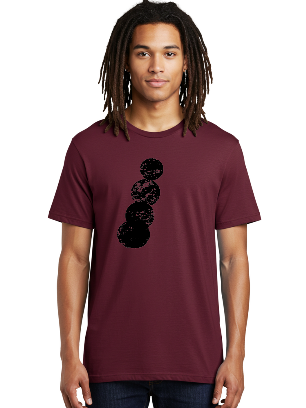 Black-Circles Men'S Graphic Tee, 100% Cotton, Comfortable Casual Summer Wear, Machine Washable, Black Spheres, Distressed Texture, Diagonal Alignment, Abstract Design, Modern Art, Creative Pattern, Minimalist Style, Grunge Effect, -  Aaa370