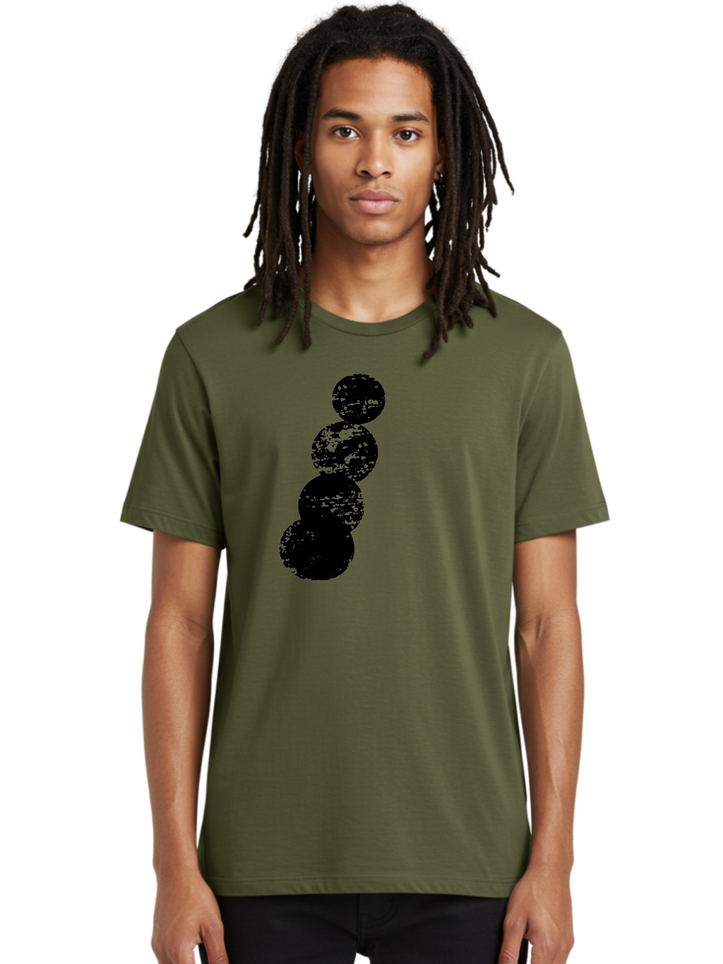 Black-Circles Men'S Graphic Tee, 100% Cotton, Comfortable Casual Summer Wear, Machine Washable, Black Spheres, Distressed Texture, Diagonal Alignment, Abstract Design, Modern Art, Creative Pattern, Minimalist Style, Grunge Effect, -  Aaa370