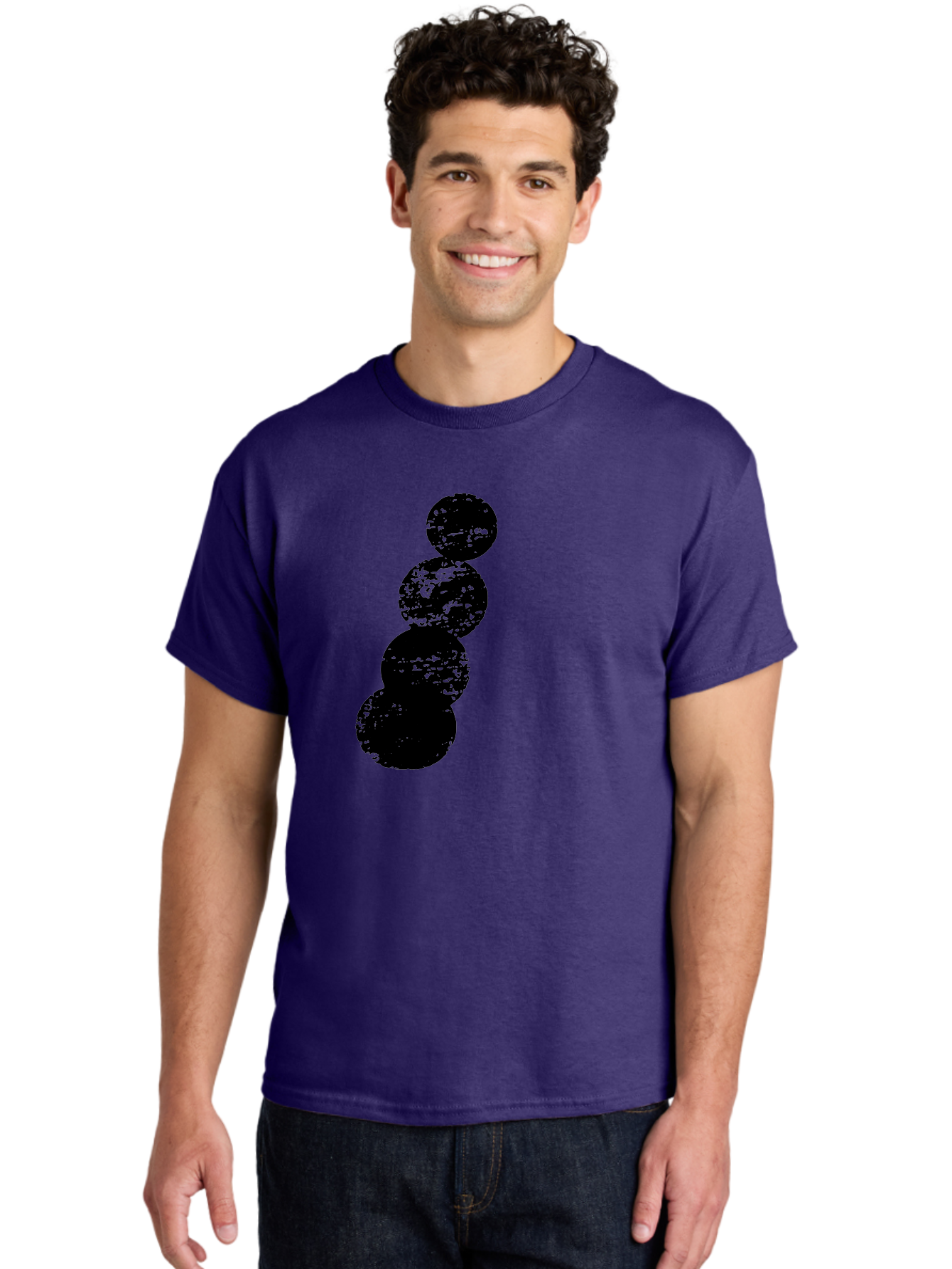 Black-Circles Men'S Graphic Tee, 100% Cotton, Comfortable Casual Summer Wear, Machine Washable, Black Spheres, Distressed Texture, Diagonal Alignment, Abstract Design, Modern Art, Creative Pattern, Minimalist Style, Grunge Effect, -  Aaa370