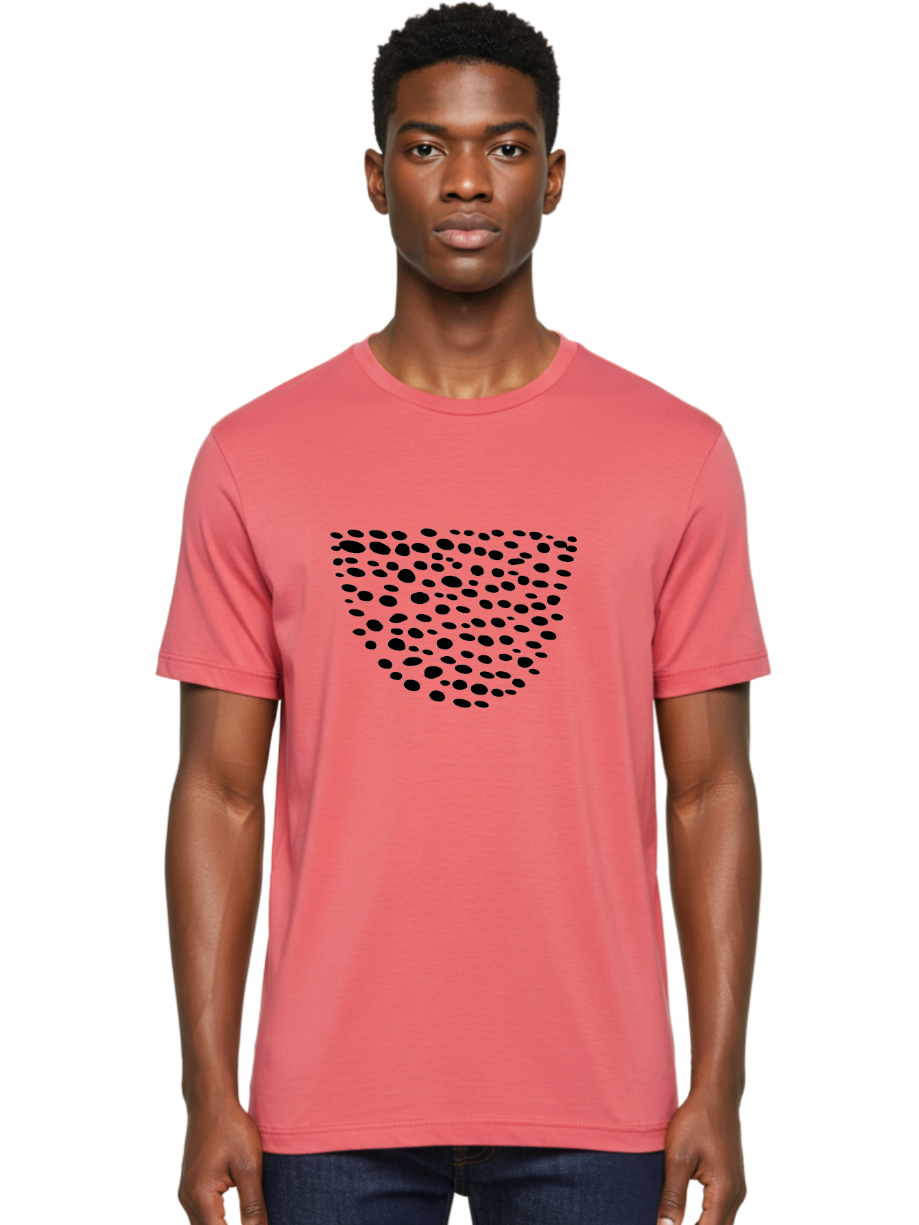 Black-Dots-Heart Men'S Graphic Tee, 100% Cotton, Comfortable Casual Summer Wear, Machine Washable, Black Dots Forming Heart Shape, Minimalist Design, Abstract Heart, Modern Art, Simple Graphics, Dot Pattern, Heart Illustration, Cute Design -  Aaa371