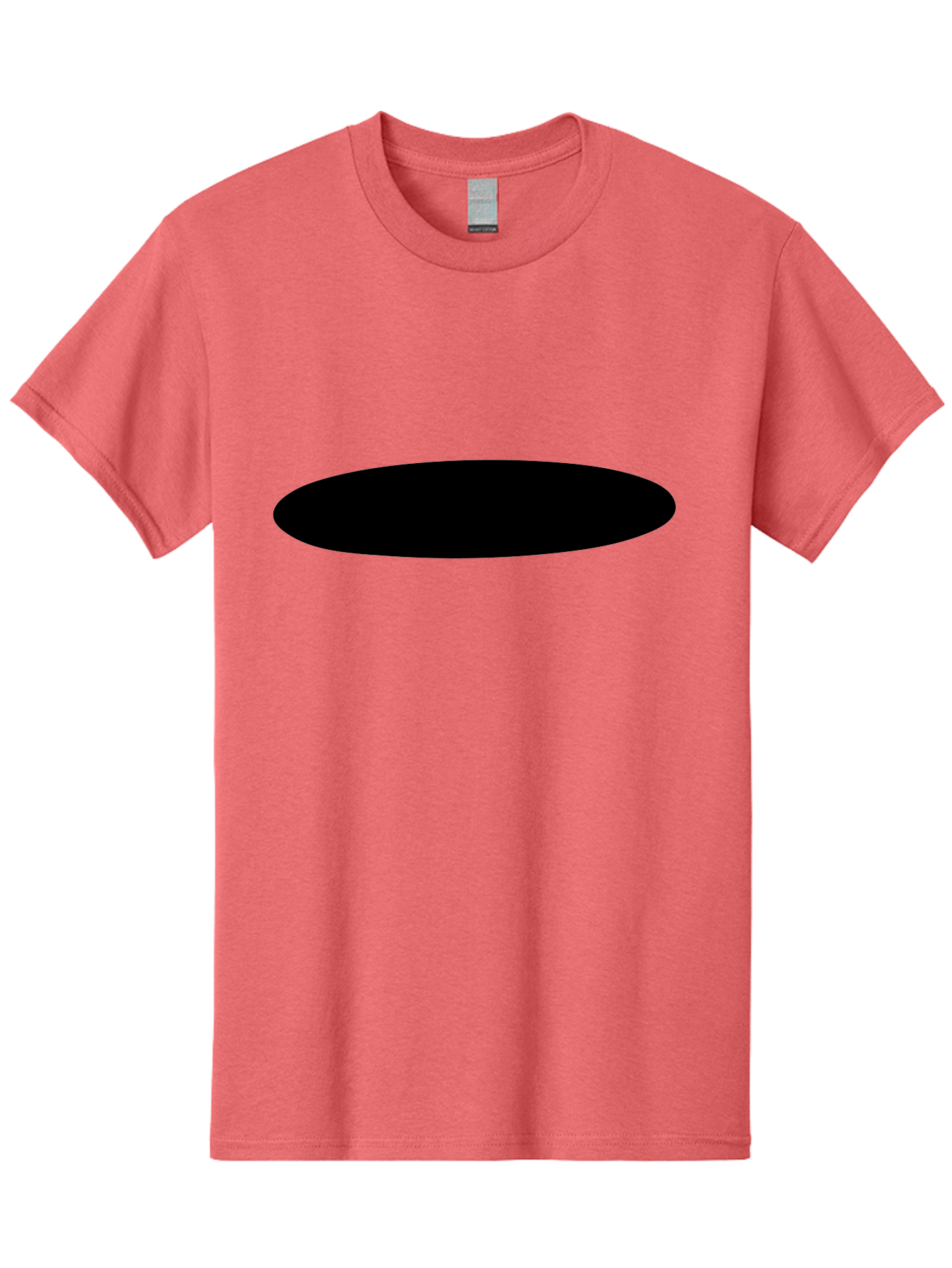 Black-Ellipse Men'S Graphic Tee, 100% Cotton, Comfortable Casual Summer Wear, Machine Washable, Black Ellipse, Minimalist Design, Simple Shape, Abstract Art, Geometric Figure, Modern Graphic -  Aaa373