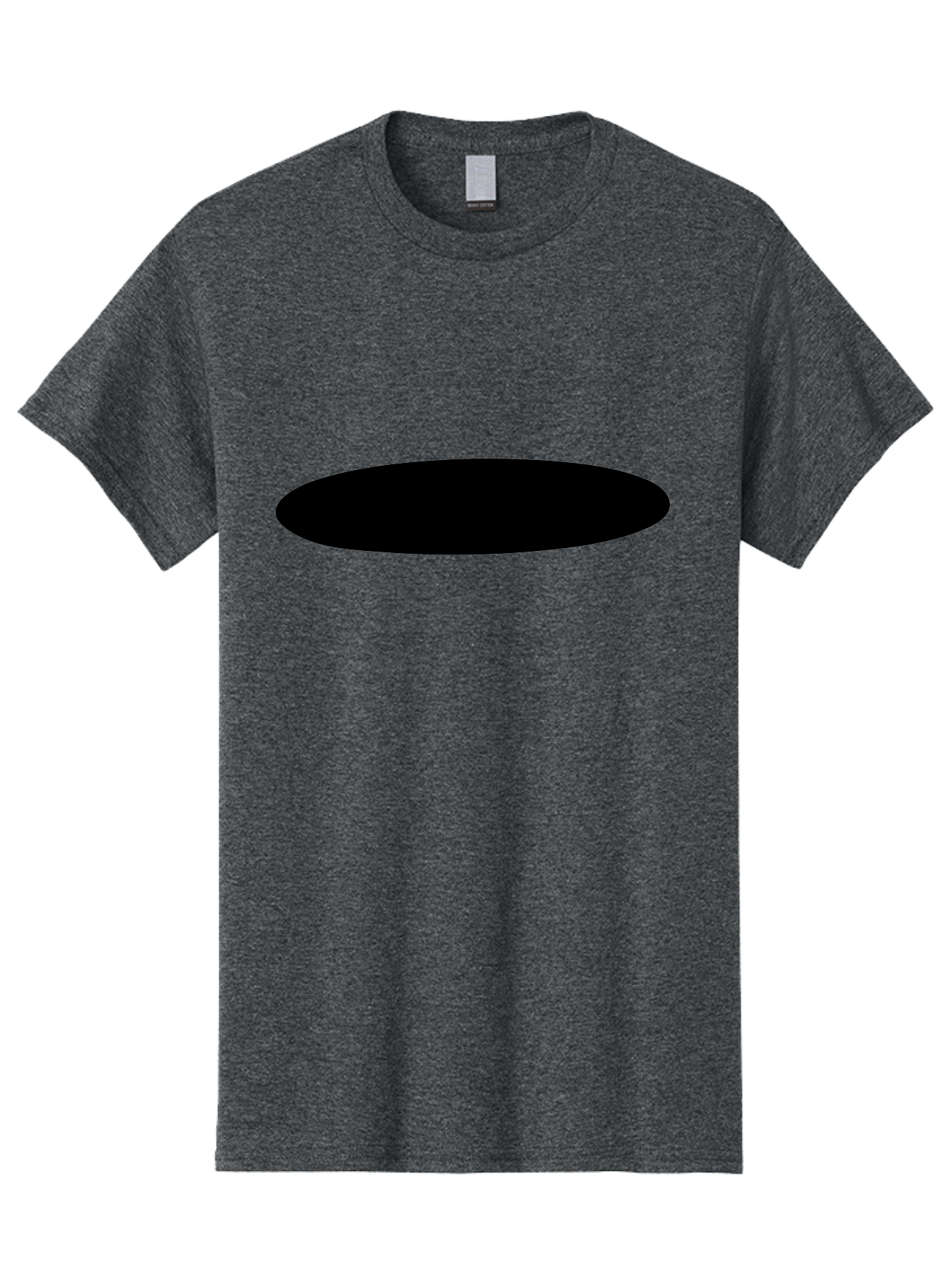 Black-Ellipse Men'S Graphic Tee, 100% Cotton, Comfortable Casual Summer Wear, Machine Washable, Black Ellipse, Minimalist Design, Simple Shape, Abstract Art, Geometric Figure, Modern Graphic -  Aaa373