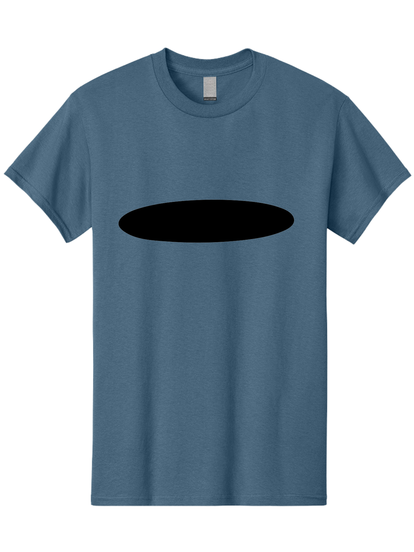 Black-Ellipse Men'S Graphic Tee, 100% Cotton, Comfortable Casual Summer Wear, Machine Washable, Black Ellipse, Minimalist Design, Simple Shape, Abstract Art, Geometric Figure, Modern Graphic -  Aaa373