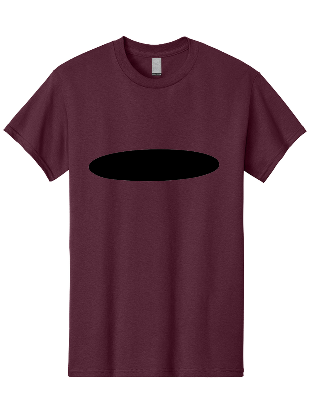 Black-Ellipse Men'S Graphic Tee, 100% Cotton, Comfortable Casual Summer Wear, Machine Washable, Black Ellipse, Minimalist Design, Simple Shape, Abstract Art, Geometric Figure, Modern Graphic -  Aaa373