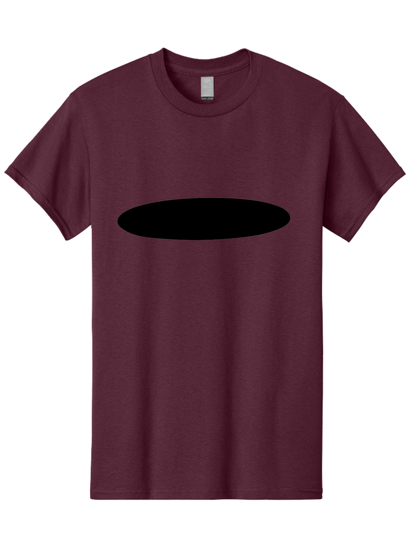 Black-Ellipse Men'S Graphic Tee, 100% Cotton, Comfortable Casual Summer Wear, Machine Washable, Black Ellipse, Minimalist Design, Simple Shape, Abstract Art, Geometric Figure, Modern Graphic -  Aaa373