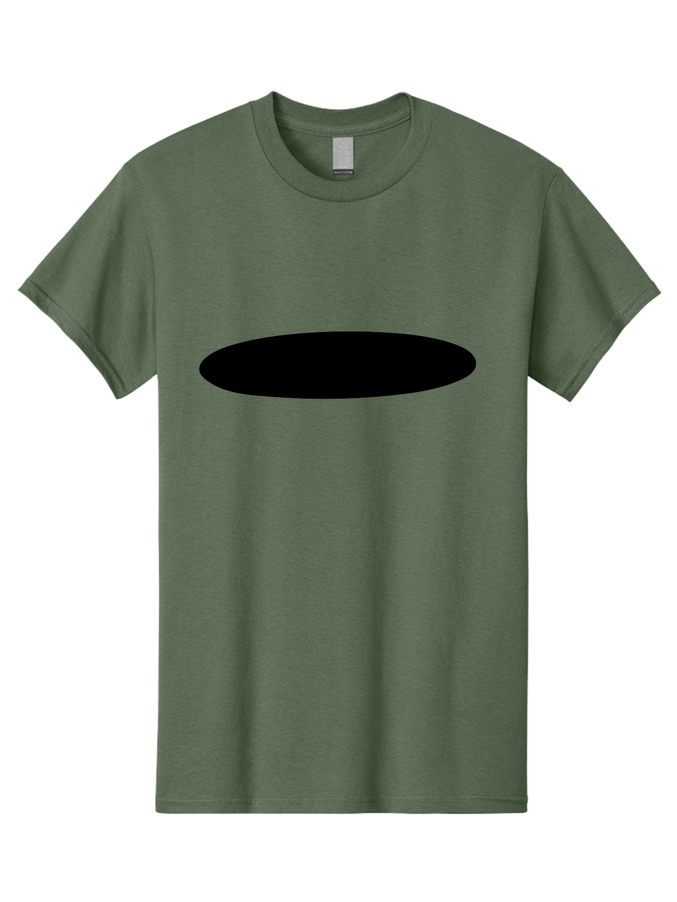 Black-Ellipse Men'S Graphic Tee, 100% Cotton, Comfortable Casual Summer Wear, Machine Washable, Black Ellipse, Minimalist Design, Simple Shape, Abstract Art, Geometric Figure, Modern Graphic -  Aaa373