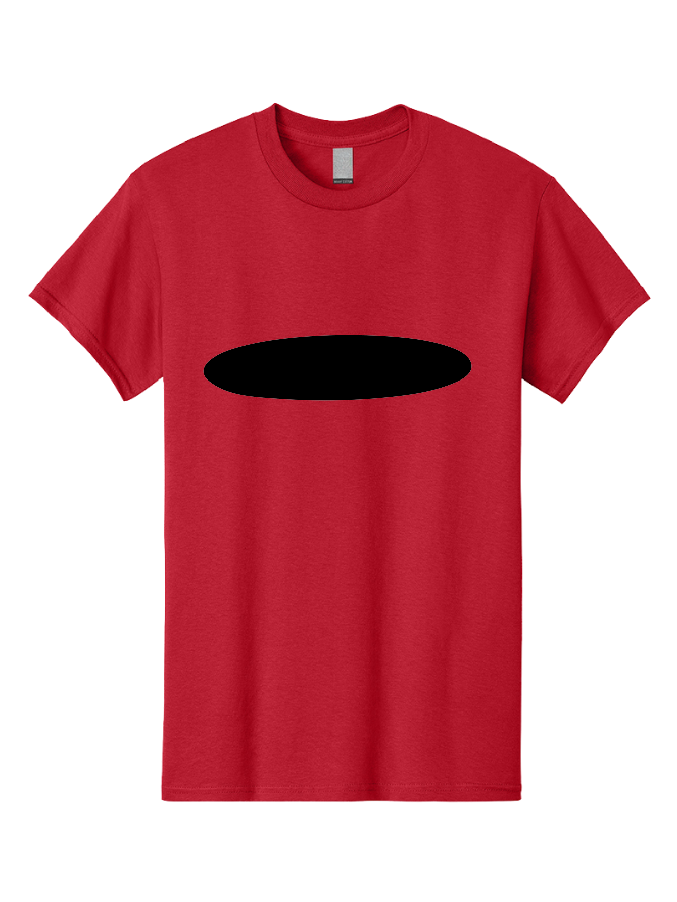Black-Ellipse Men'S Graphic Tee, 100% Cotton, Comfortable Casual Summer Wear, Machine Washable, Black Ellipse, Minimalist Design, Simple Shape, Abstract Art, Geometric Figure, Modern Graphic -  Aaa373