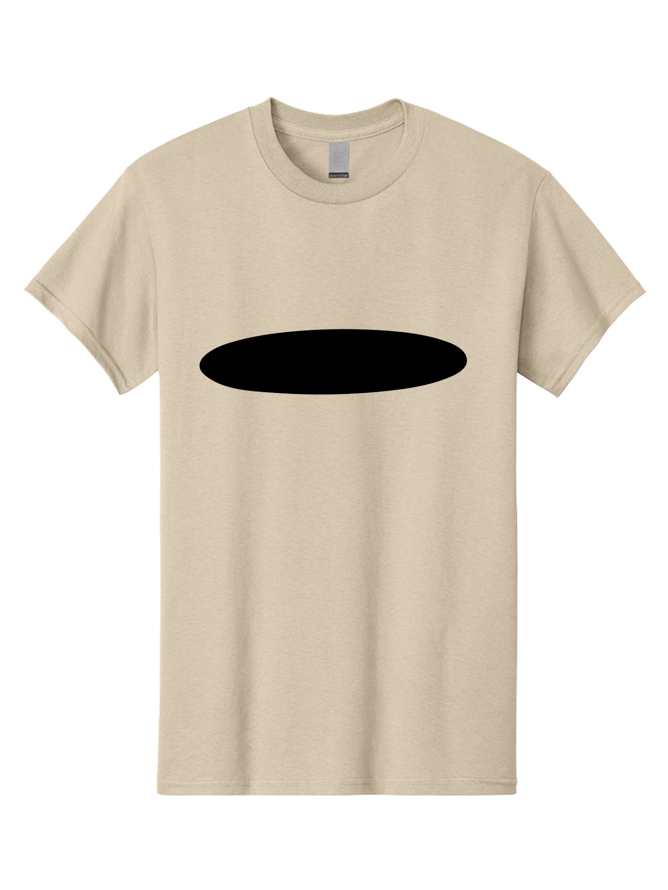 Black-Ellipse Men'S Graphic Tee, 100% Cotton, Comfortable Casual Summer Wear, Machine Washable, Black Ellipse, Minimalist Design, Simple Shape, Abstract Art, Geometric Figure, Modern Graphic -  Aaa373