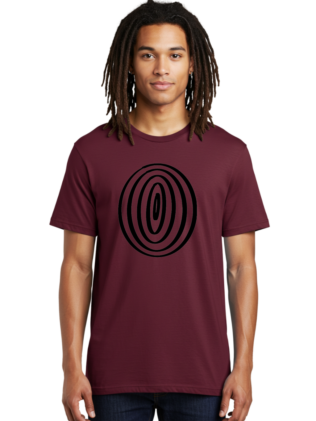 Black-Elliptical-Rings Men'S Graphic Tee, 100% Cotton, Comfortable Casual Summer Wear, Machine Washable, Concentric Circles, Abstract Art, Modern Design, Minimalist Pattern, Black Lines, Geometric Shape, Optical Illusion, Hypnotic Effect -  Aaa374